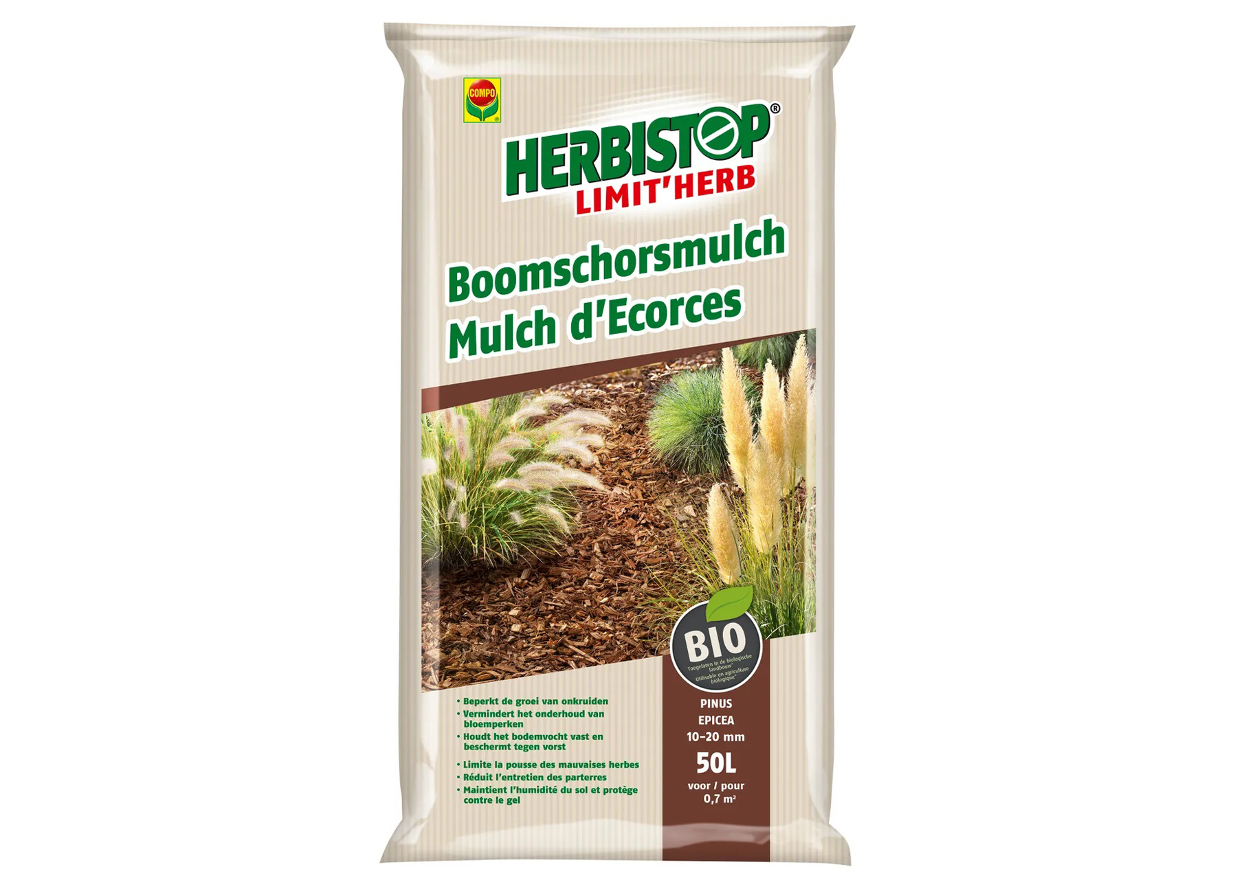 COMPO HERBISTOP LIMIT''HERB MULCH D''ECORCES 50L