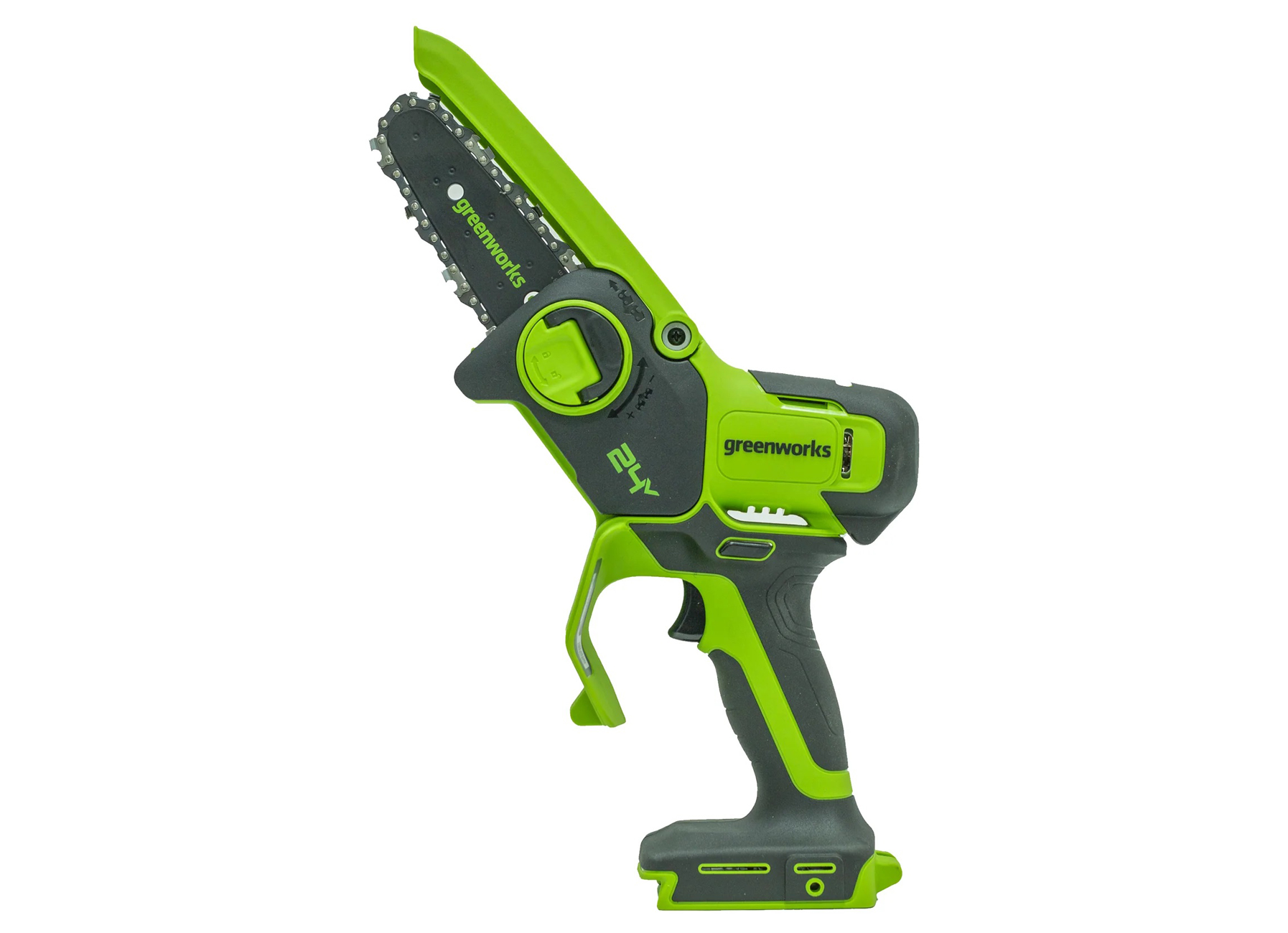 GREENWORKS MINI KETTINGZAAG 24V 10CM 2,0AH + ACCU 2,0AH + LADER