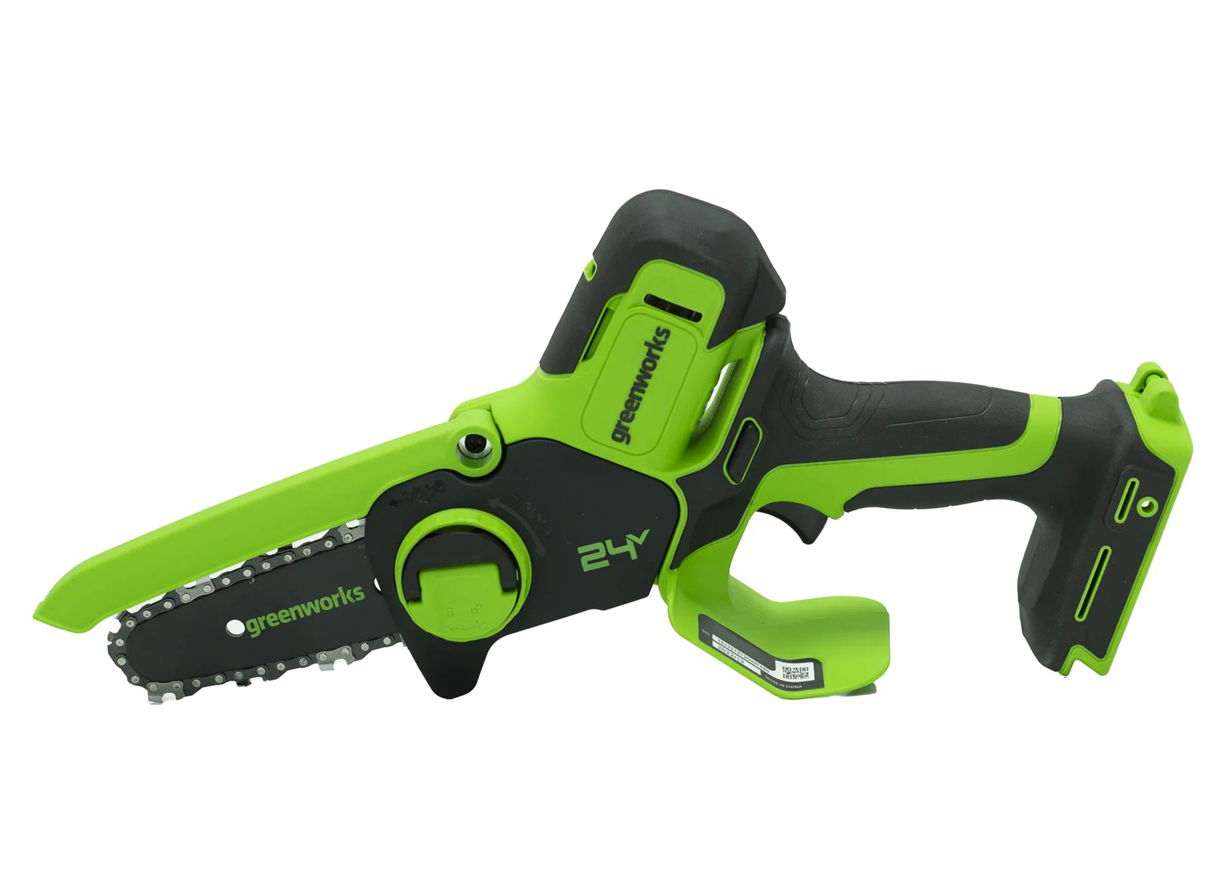 GREENWORKS MINI KETTINGZAAG 24V 10CM 2,0AH + ACCU 2,0AH + LADER