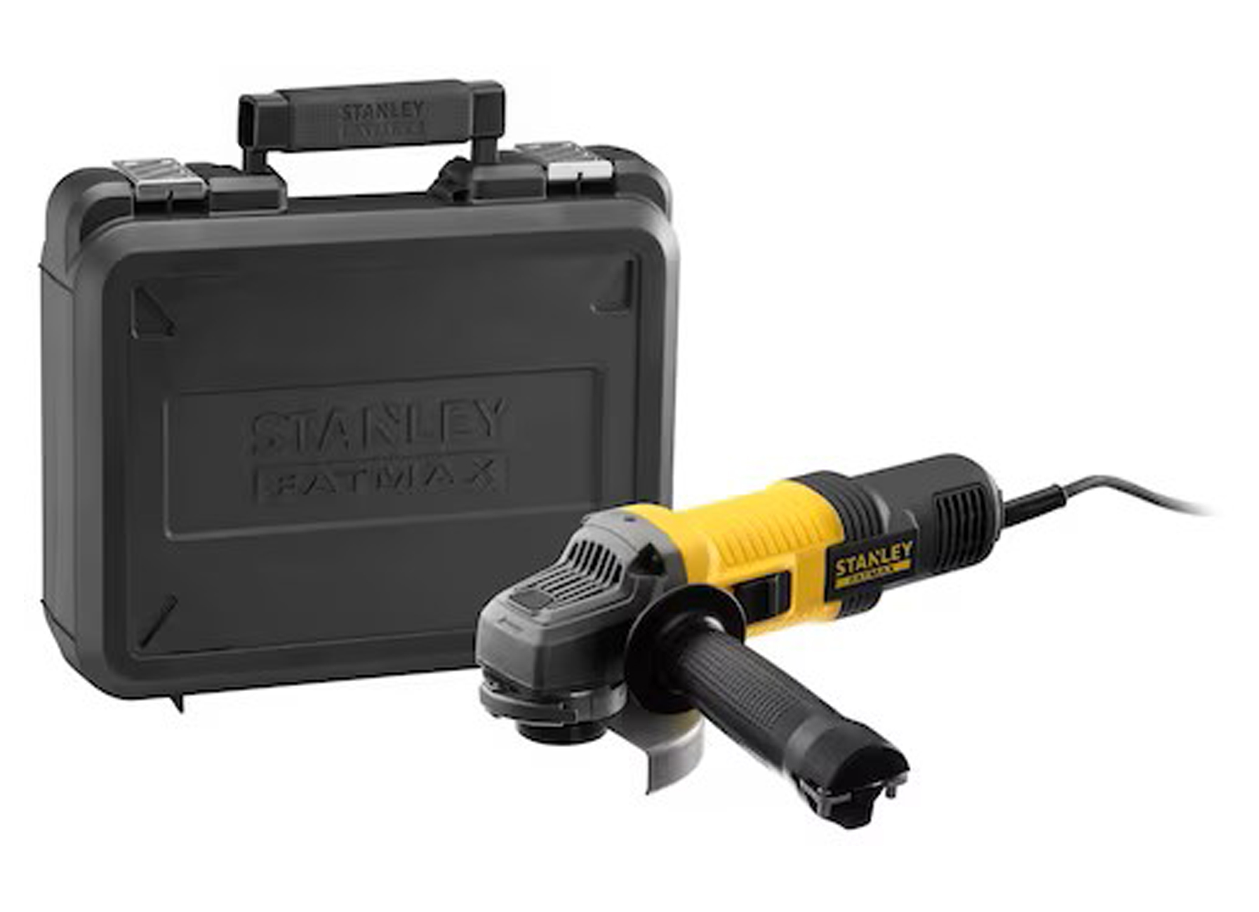 STANLEY HAAKSE SLIJPER 850W 115MM + KOFFER ACCESSOIRES