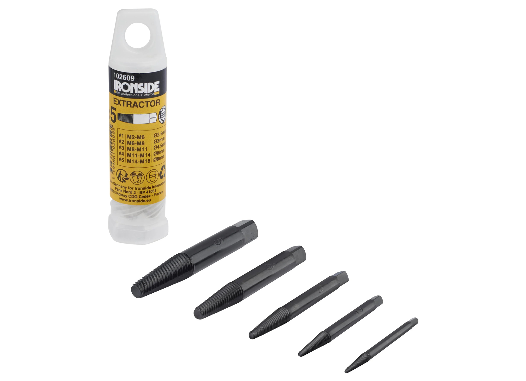 IRONSIDE JEU D''EXTRACTEURS M2-M18 6 PCS
