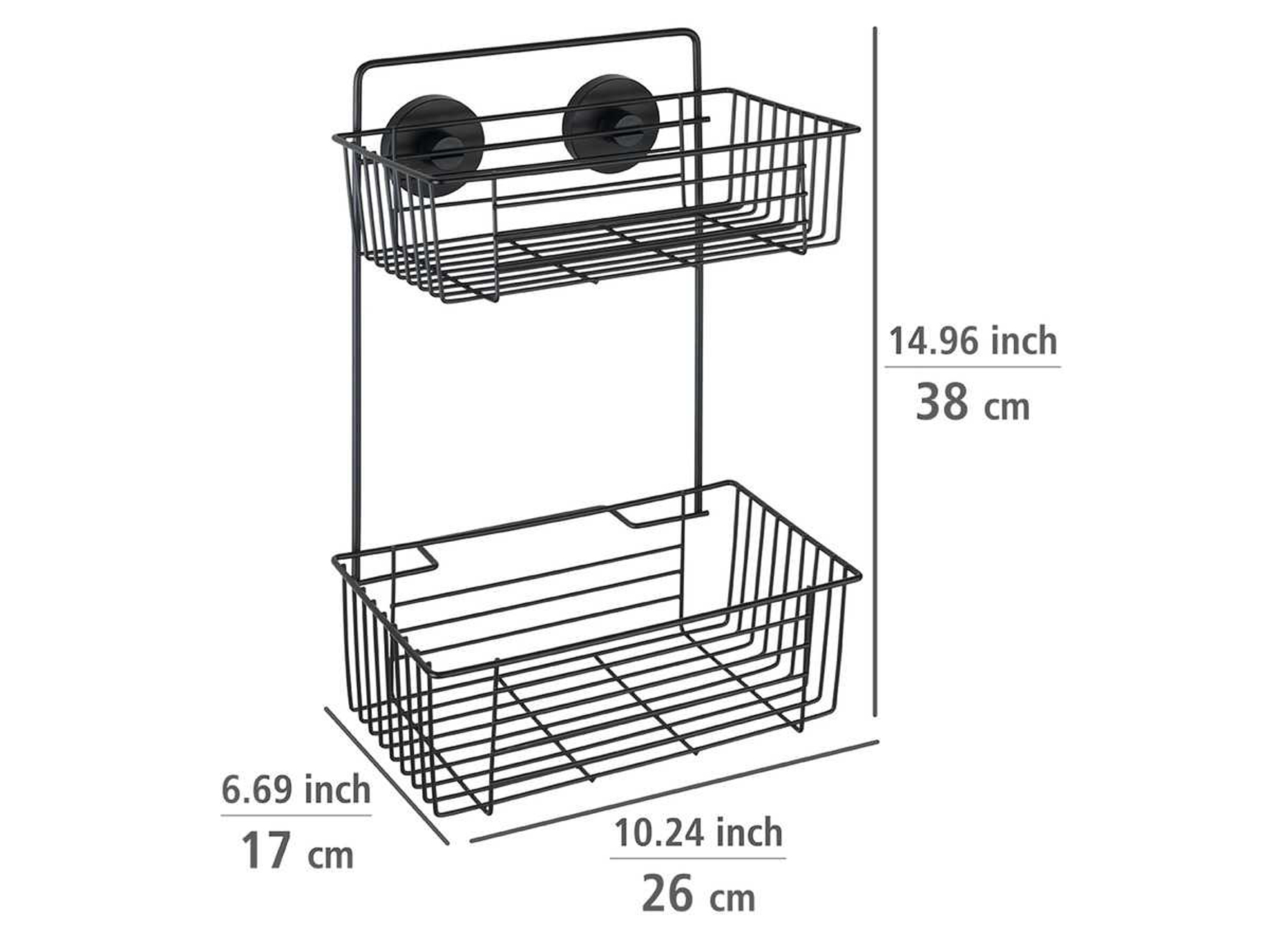 ETAGERE MURALE 2 PANIERS VACUUM-LOC BARI NOIR