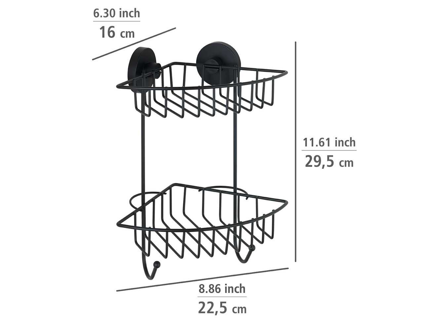 HOEKREK BARI 2 MANDEN VACUUM-LOC ZWART