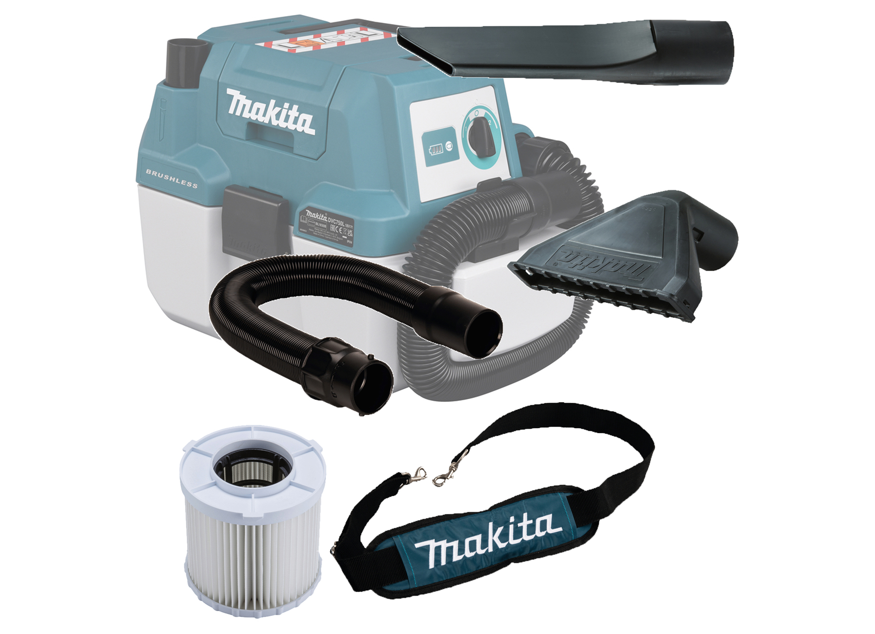 MAKITA COMPACTE STOFZUIGER LXT MET GEREEDSCHAP DVC750LZX1 18V