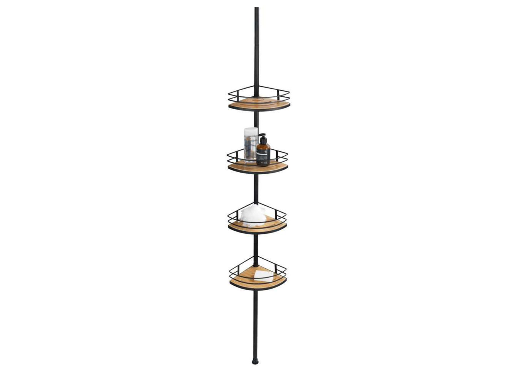 ETAGERE D''ANGLE DE DOUCHE TELESCOPIQUE DOLCEDO NOIR/BAMBOU