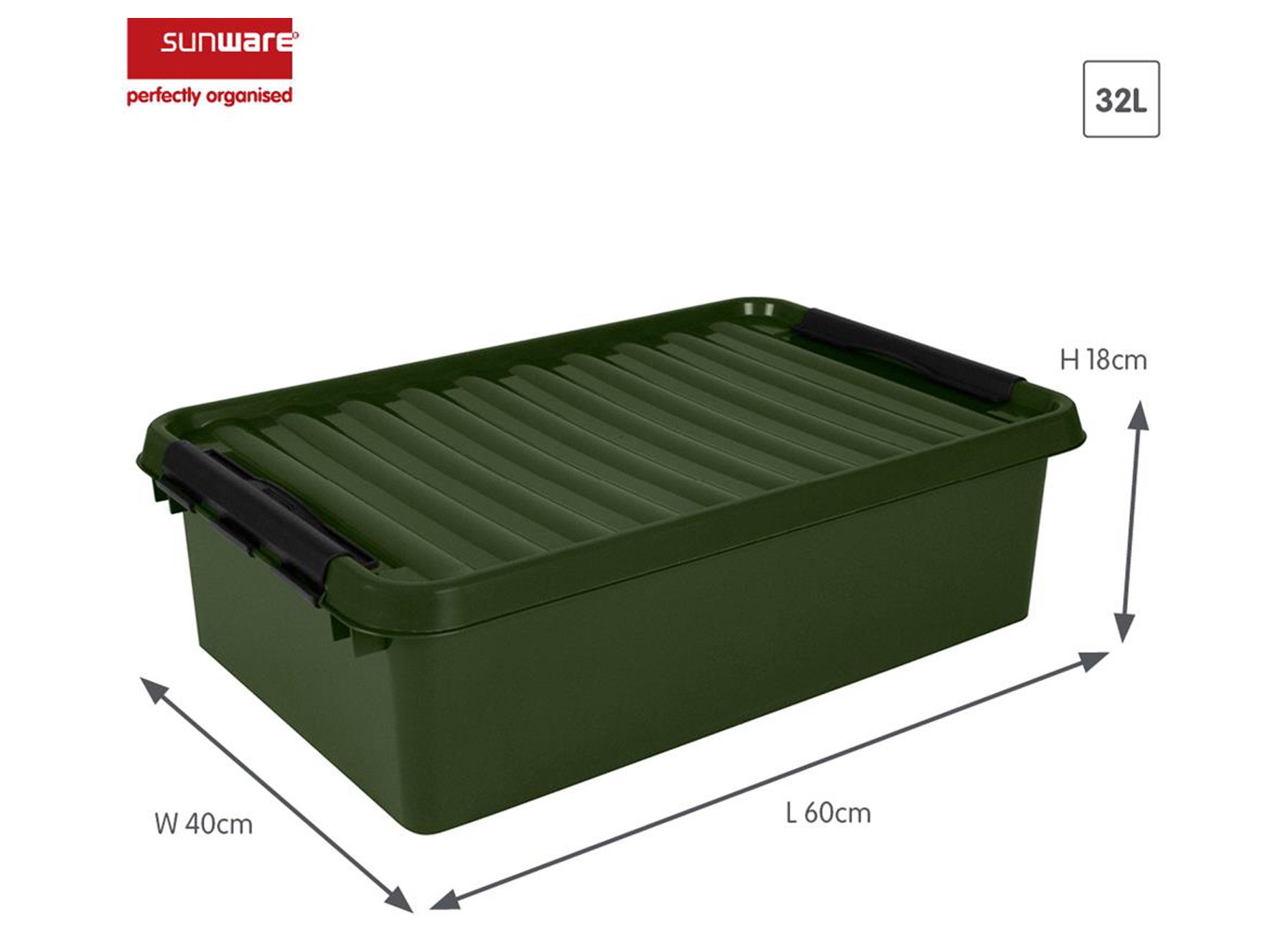 Q-LINE OPBERGBOX RECYCLED 32L GROEN/ZWART