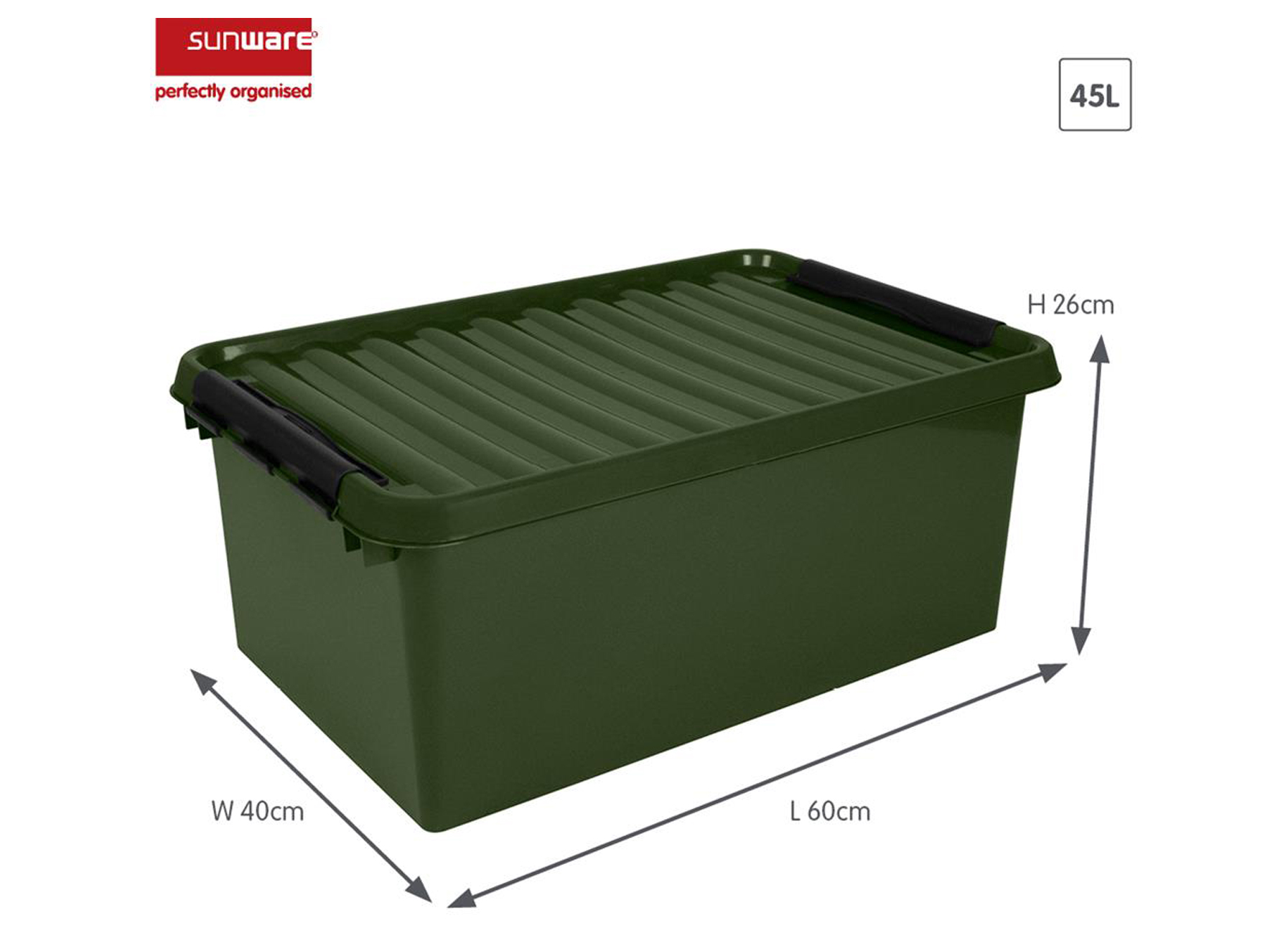 Q-LINE BOITE DE RANGEMENT RECYCLE 45L VERT/NOIR