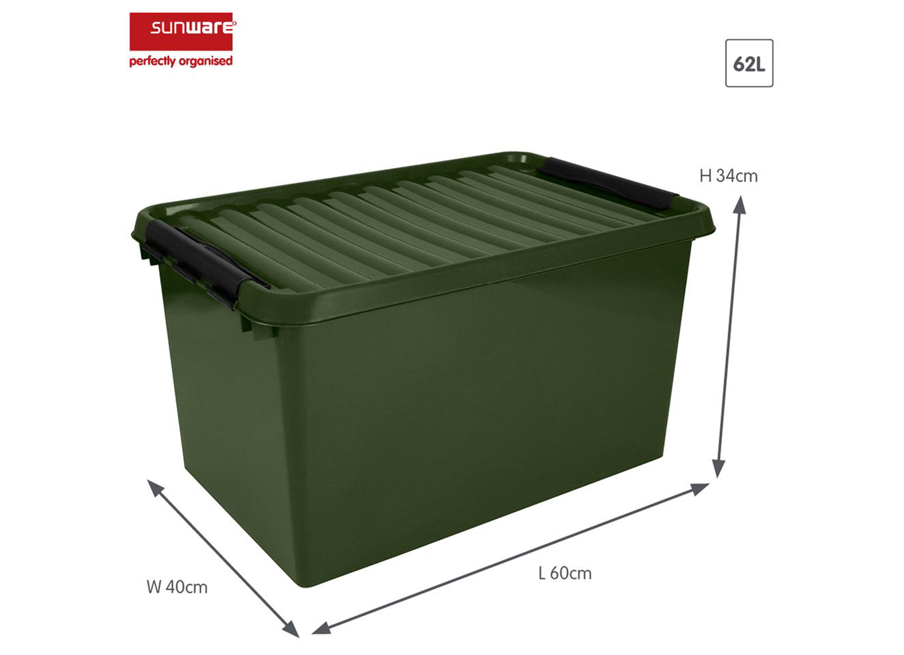 Q-LINE OPBERGBOX RECYCLED 62L GROEN/ZWART