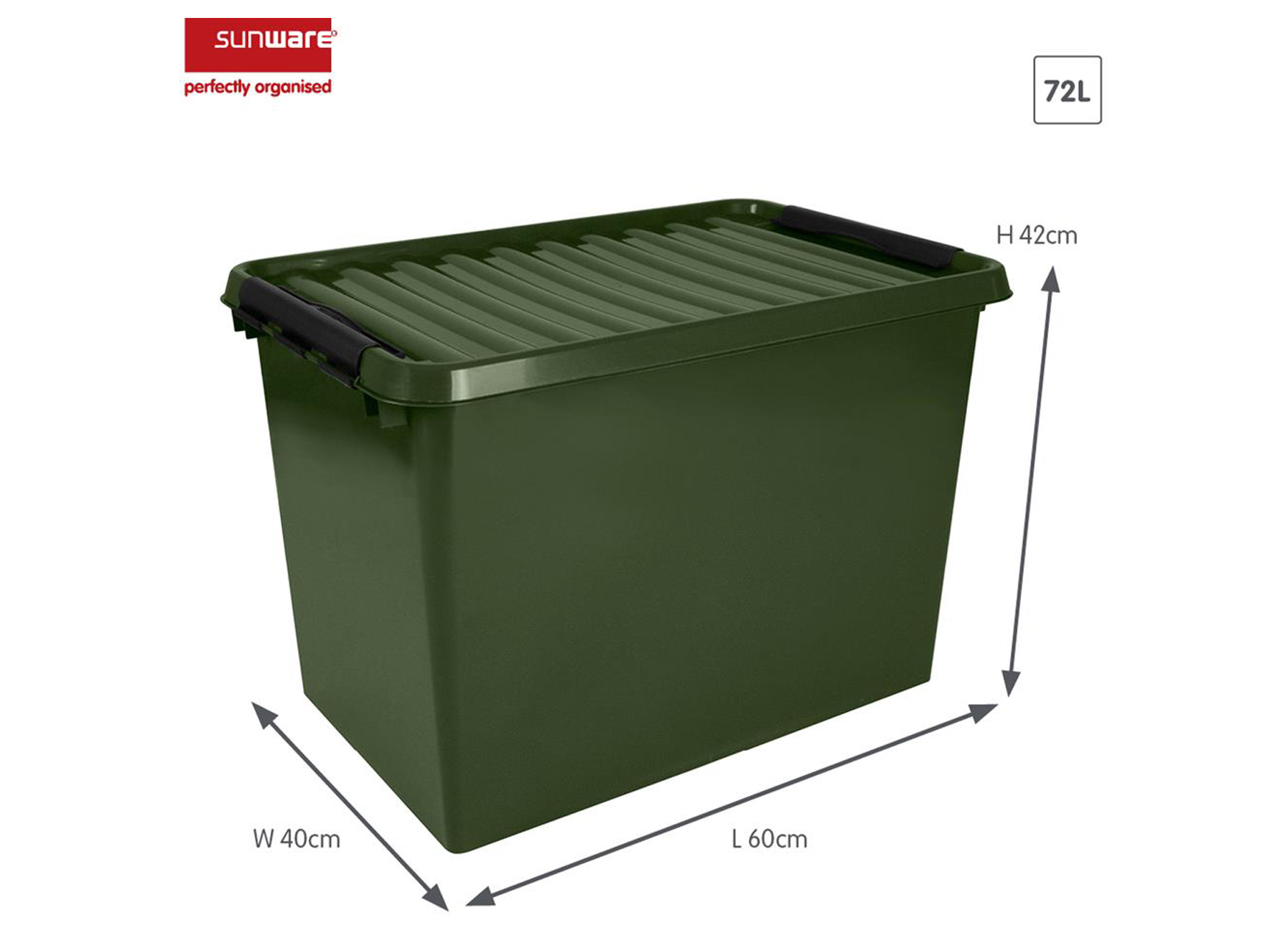 Q-LINE OPBERGBOX RECYCLED 72L GROEN/ZWART