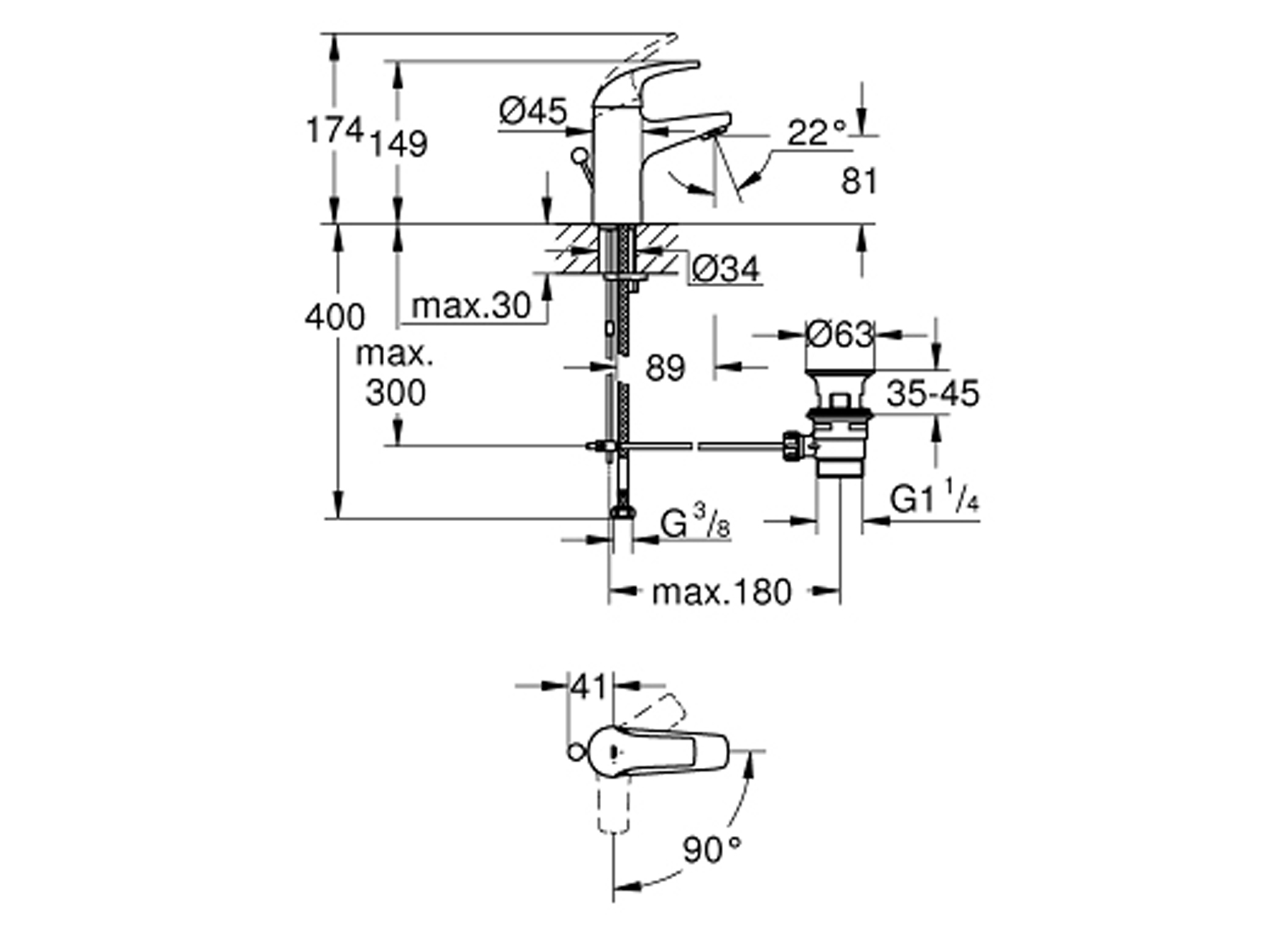 GROHE WASTAFELMENGKRAAN START CURVE S-SIZE