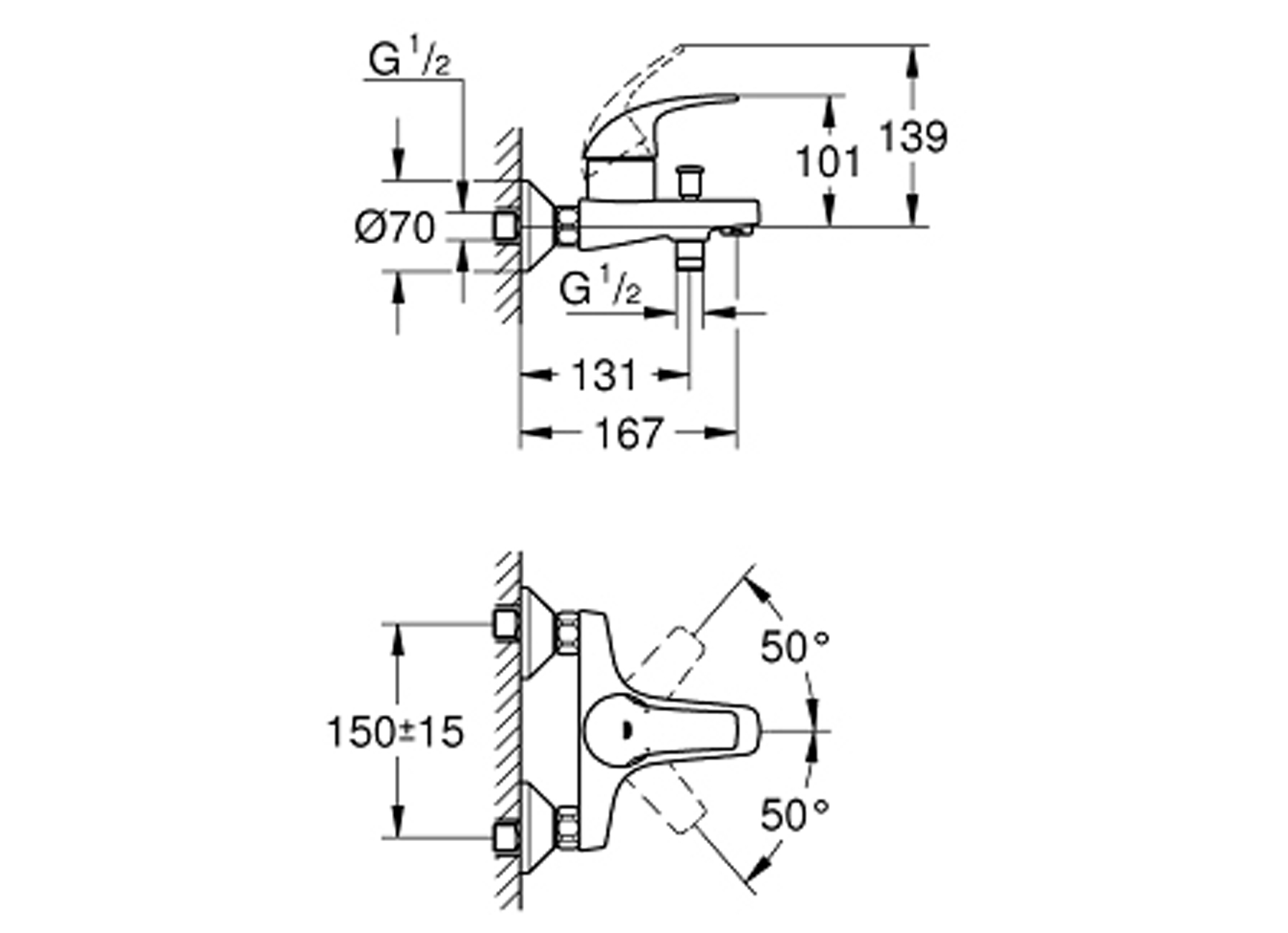 GROHE EENGREEPSMENGKRAAN VOOR BAD/DOUCHE START CURVE