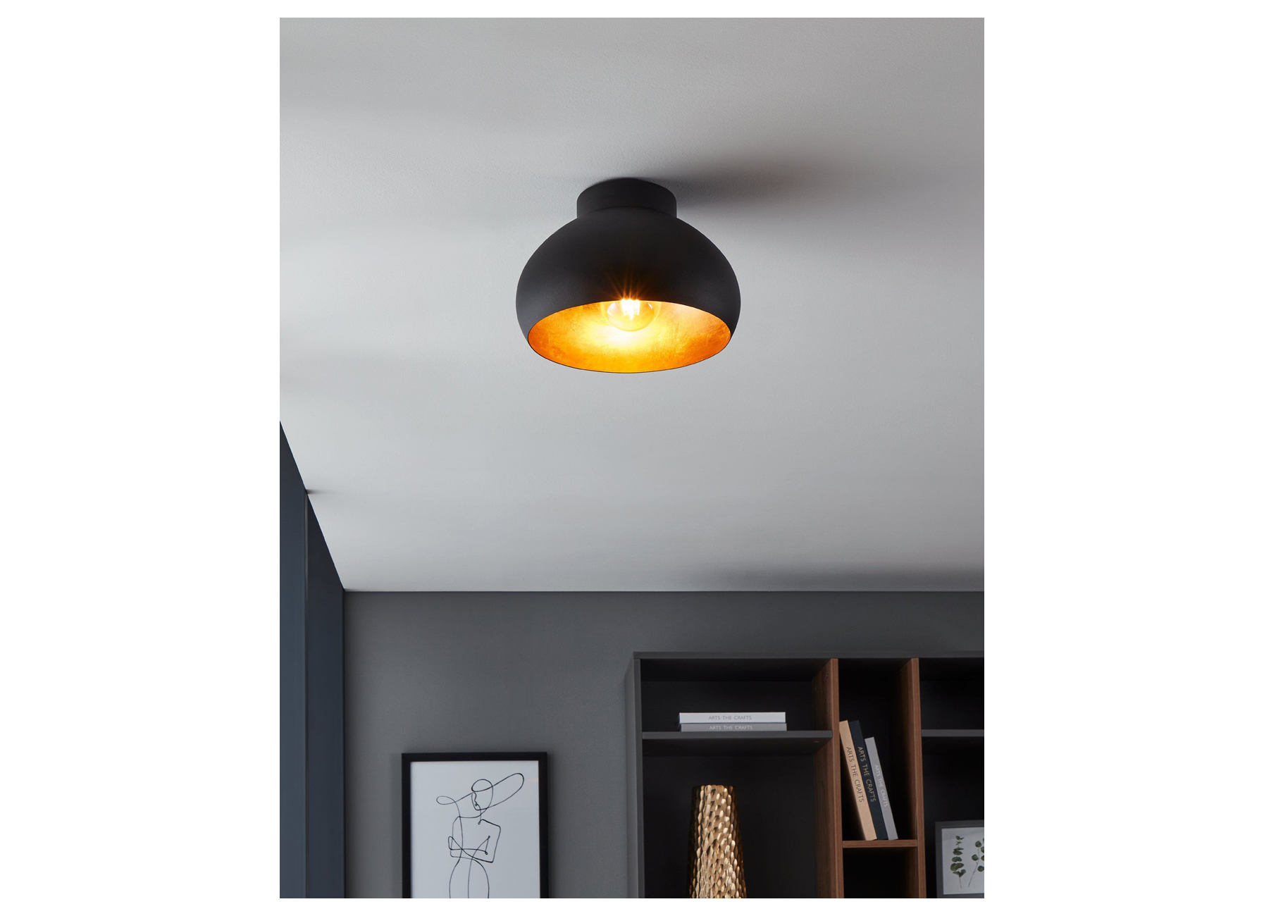 EGLO PLAFONNIER MOGANO2 Ø28CM NOIR/OR