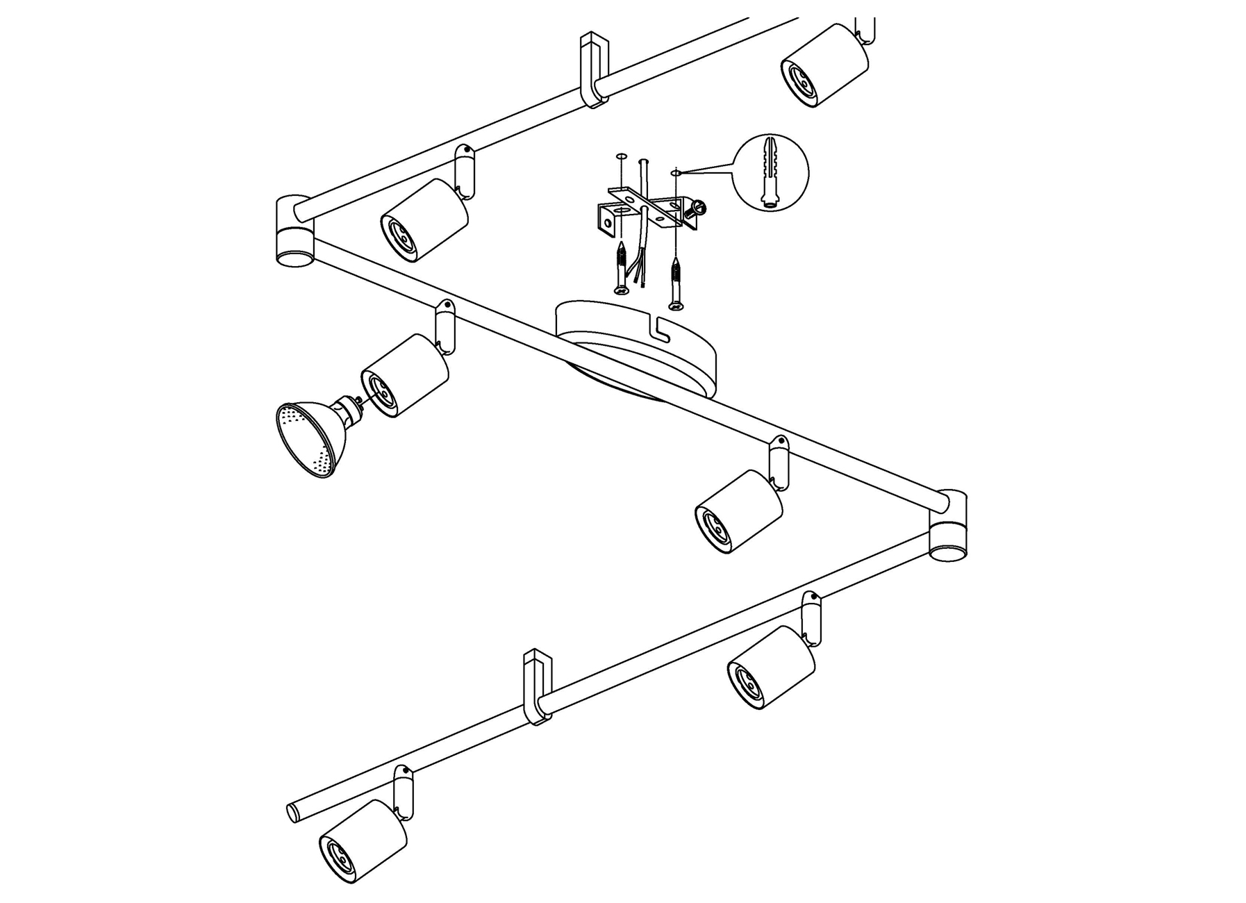 EGLO OPBOUWSPOT BUZZ-LED 6X3W ZWART