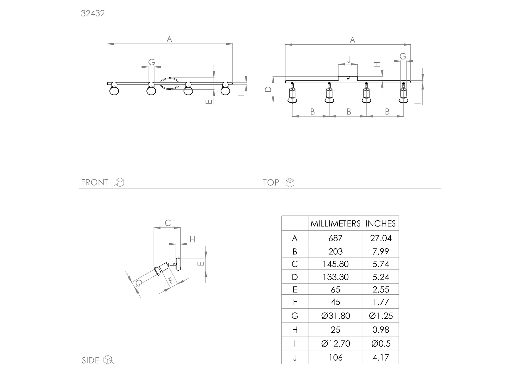 EGLO SPOT BUZZ-LED 4X3W NOIR