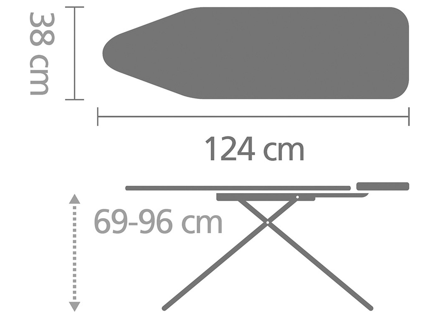 BRABANTIA STRIJKPLANK B 124X38CM NEW DAWN STOOMSTRIJKIJZER