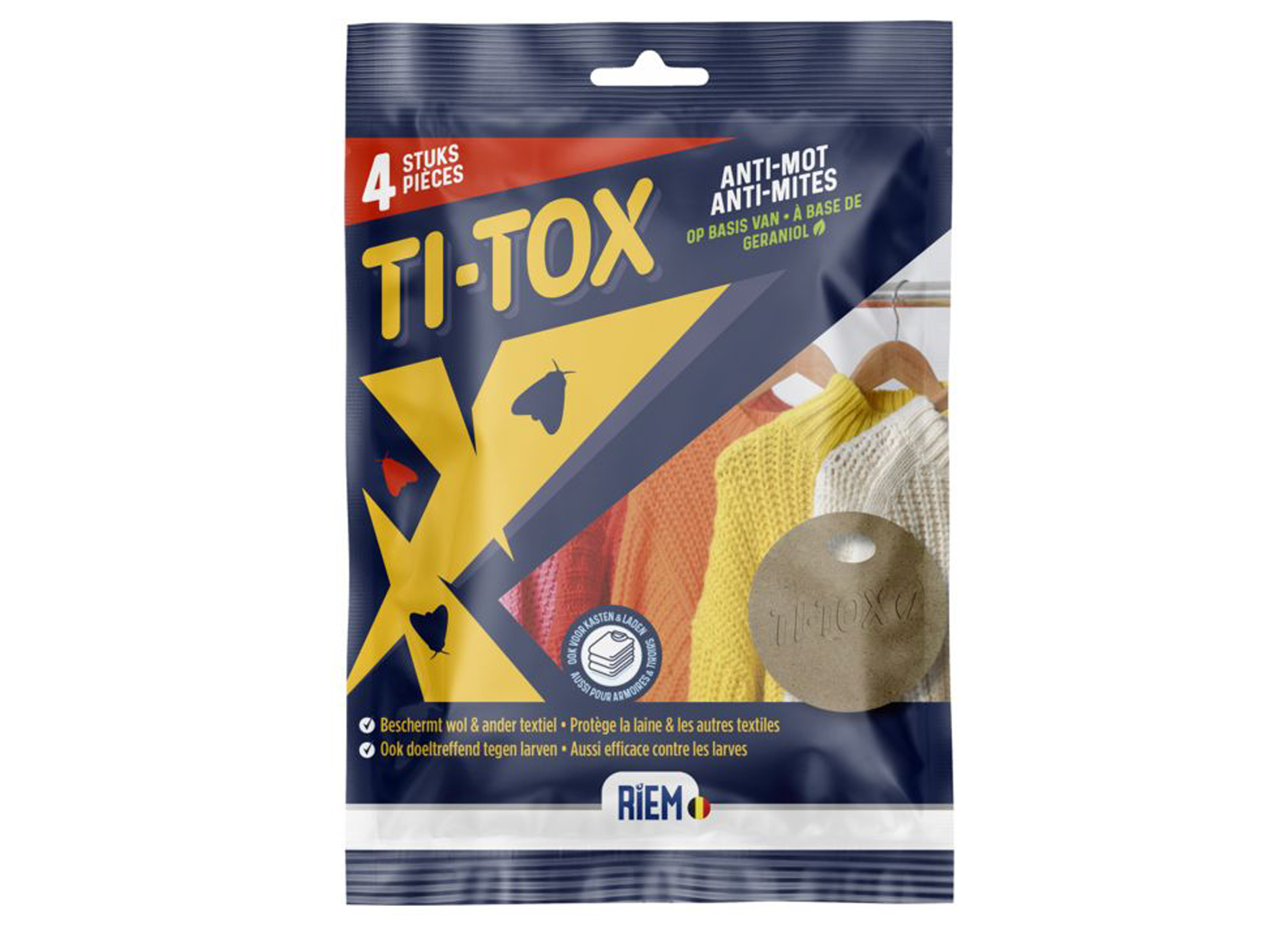 RIEM TI-TOX ANTI-MOTTENHANGER - 4 STUKS