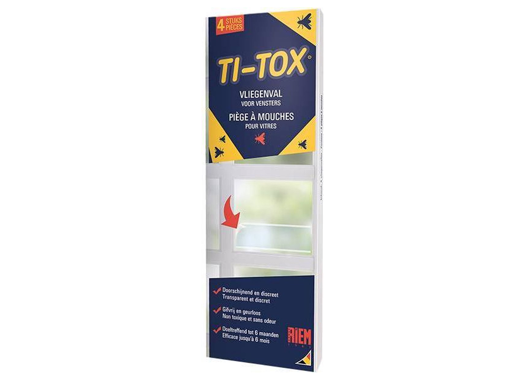 RIEM TI-TOX AUTOCOLLANT ANTI-MOUCHES TRANPARENT - 4 PIECES