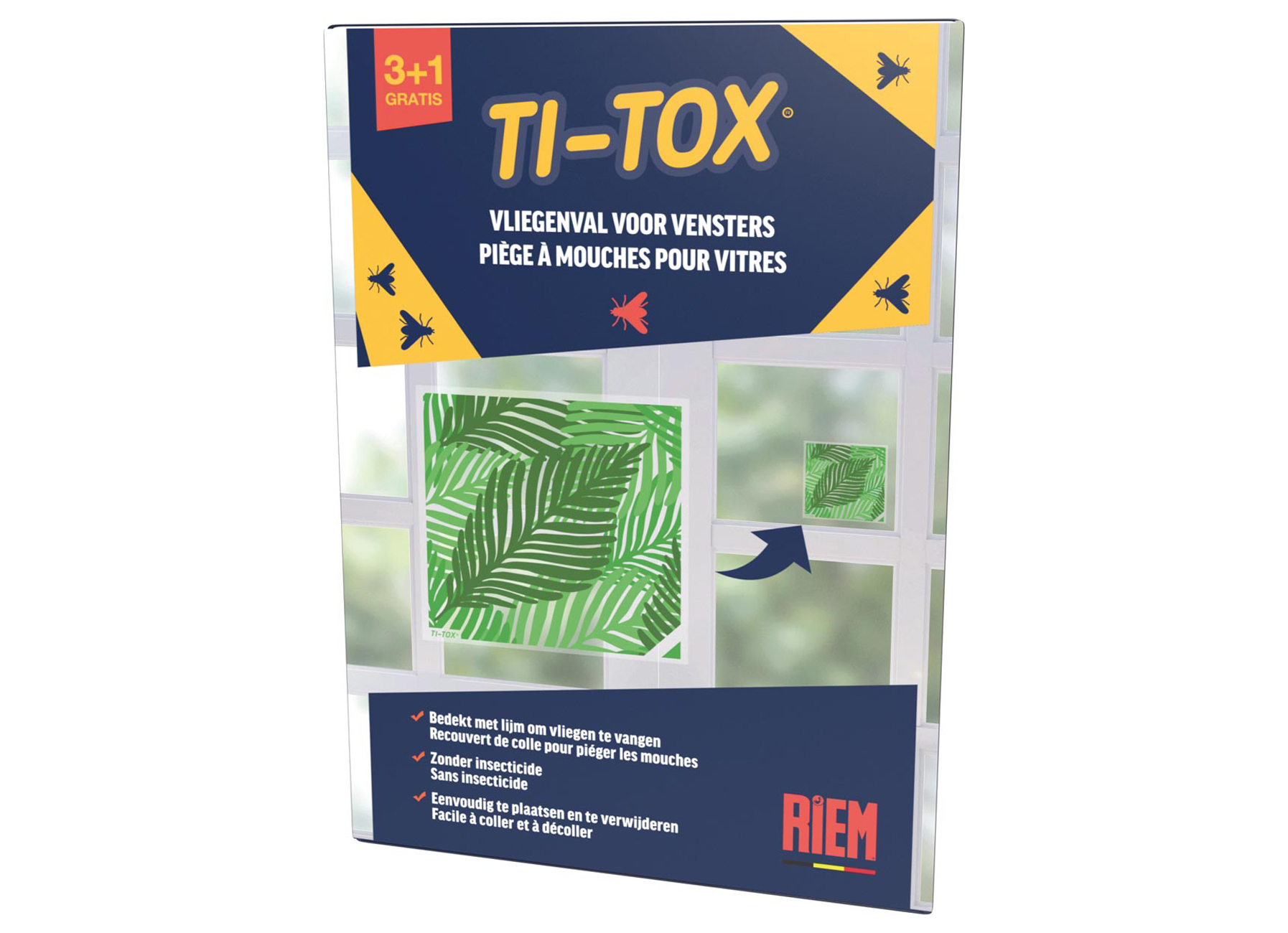 RIEM TI-TOX PIEGE A MOUCHES POUR VITRES - 3 AUTOCOLLANTS + 1 GRATUIT