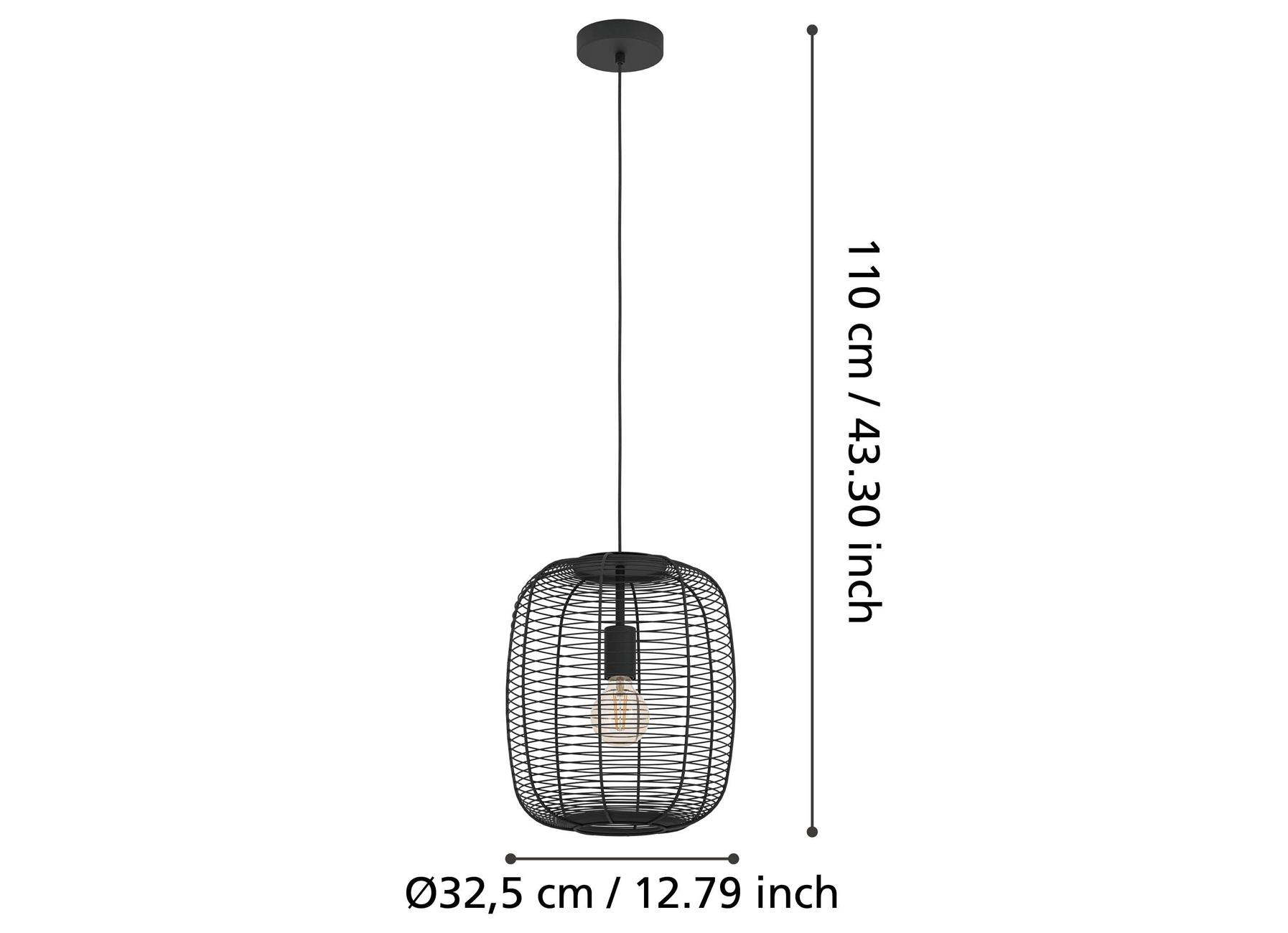 EGLO HANGLAMP RINROE E27 STAAL ZWART