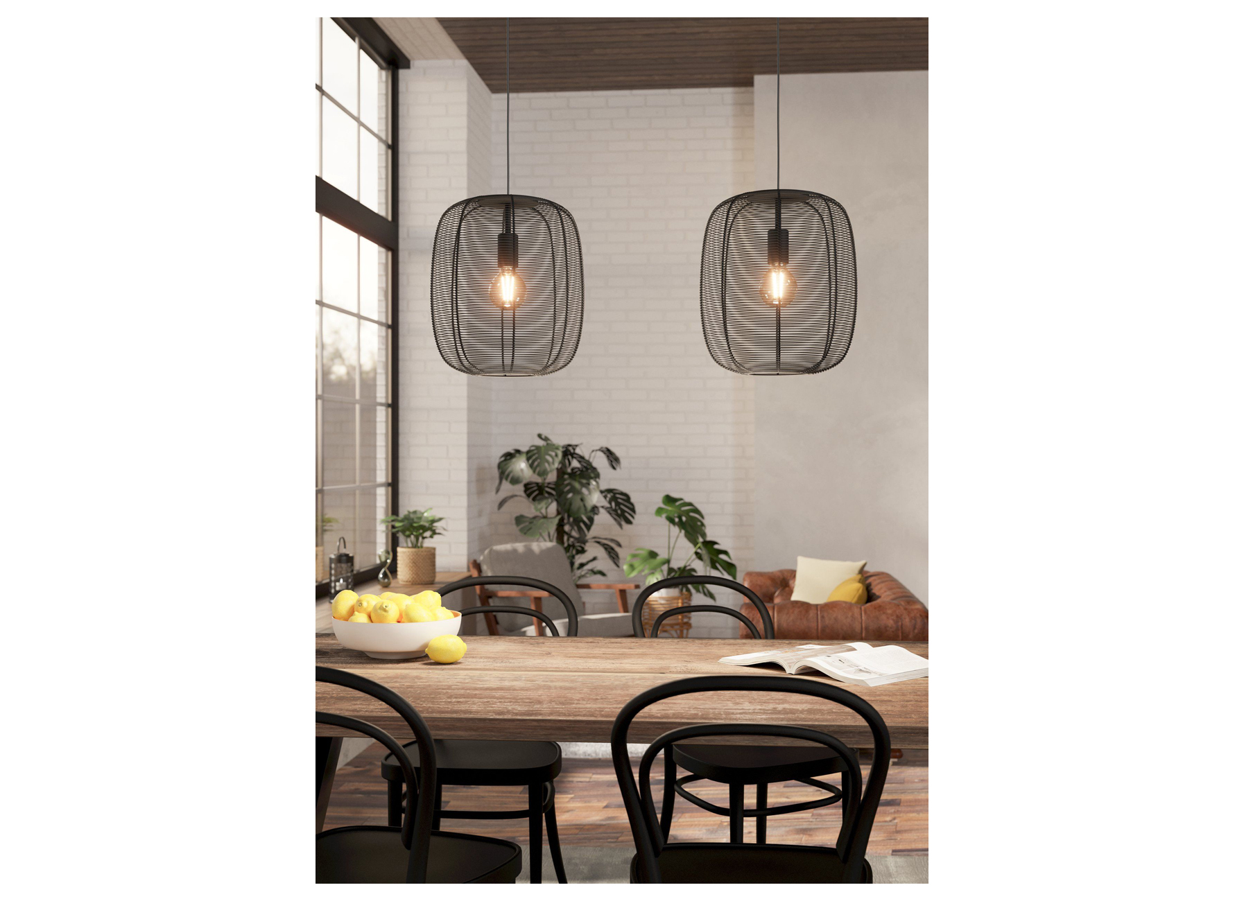 EGLO SUSPENSION RINROE 2XE27 ACIER NOIR