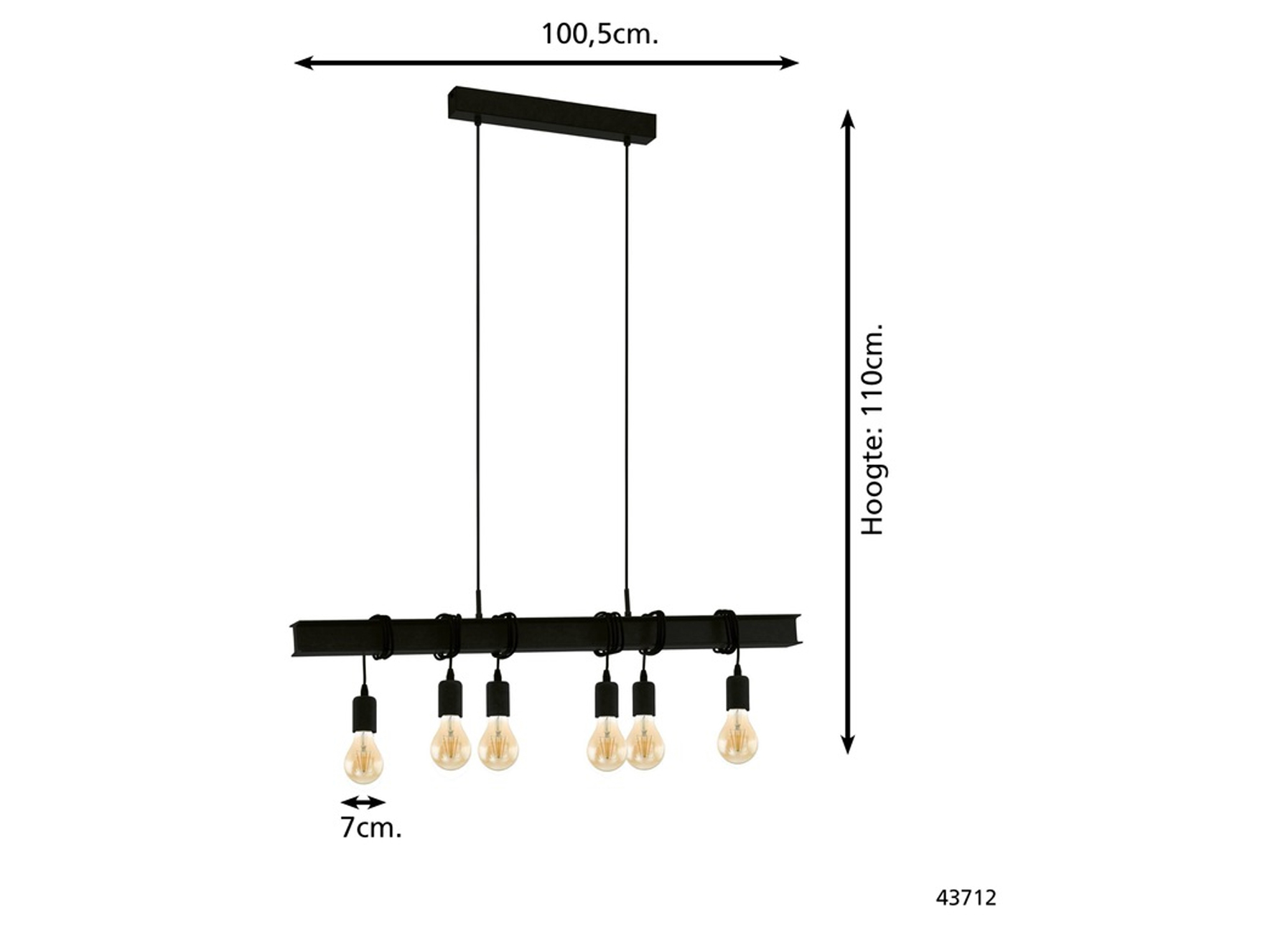 EGLO SUSPENSION TOWNSHEND 6 ACIER NOIR