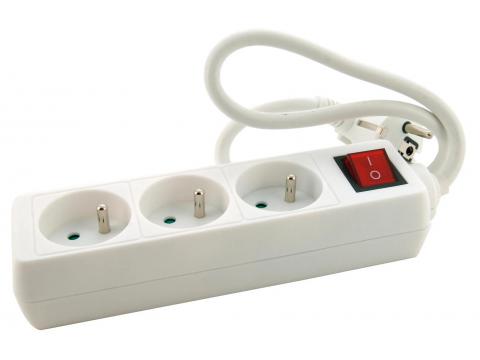 MULTIPRISE AVEC CORDON 1,5M 3X16A BLANC + INTERRUPTEUR