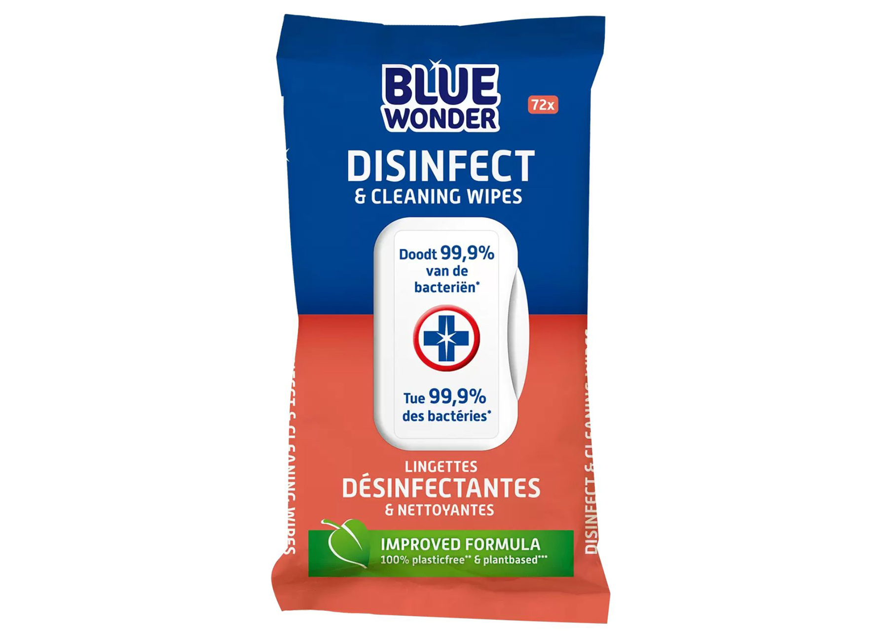 BLUE WONDER LINGETTES DESINFECTANTES ET NETTOYANTES 72X