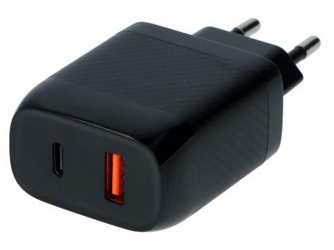 CARPOINT CHARGEUR RAPIDE MURAL DUO 20W USB-C + 18W USB 3.0