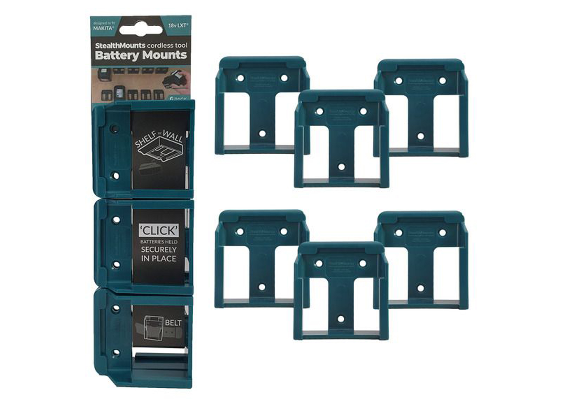 STEALTHMOUNTS ACCUHOUDER MAKITA 18V LXT BATTERIJEN BLAUW (6 PACK)