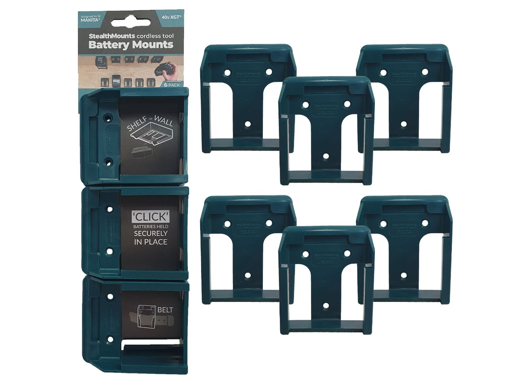 STEALTHMOUNTS ACCUHOUDER MAKITA 40V XGT BATTERIJEN BLAUW (6 PACK)