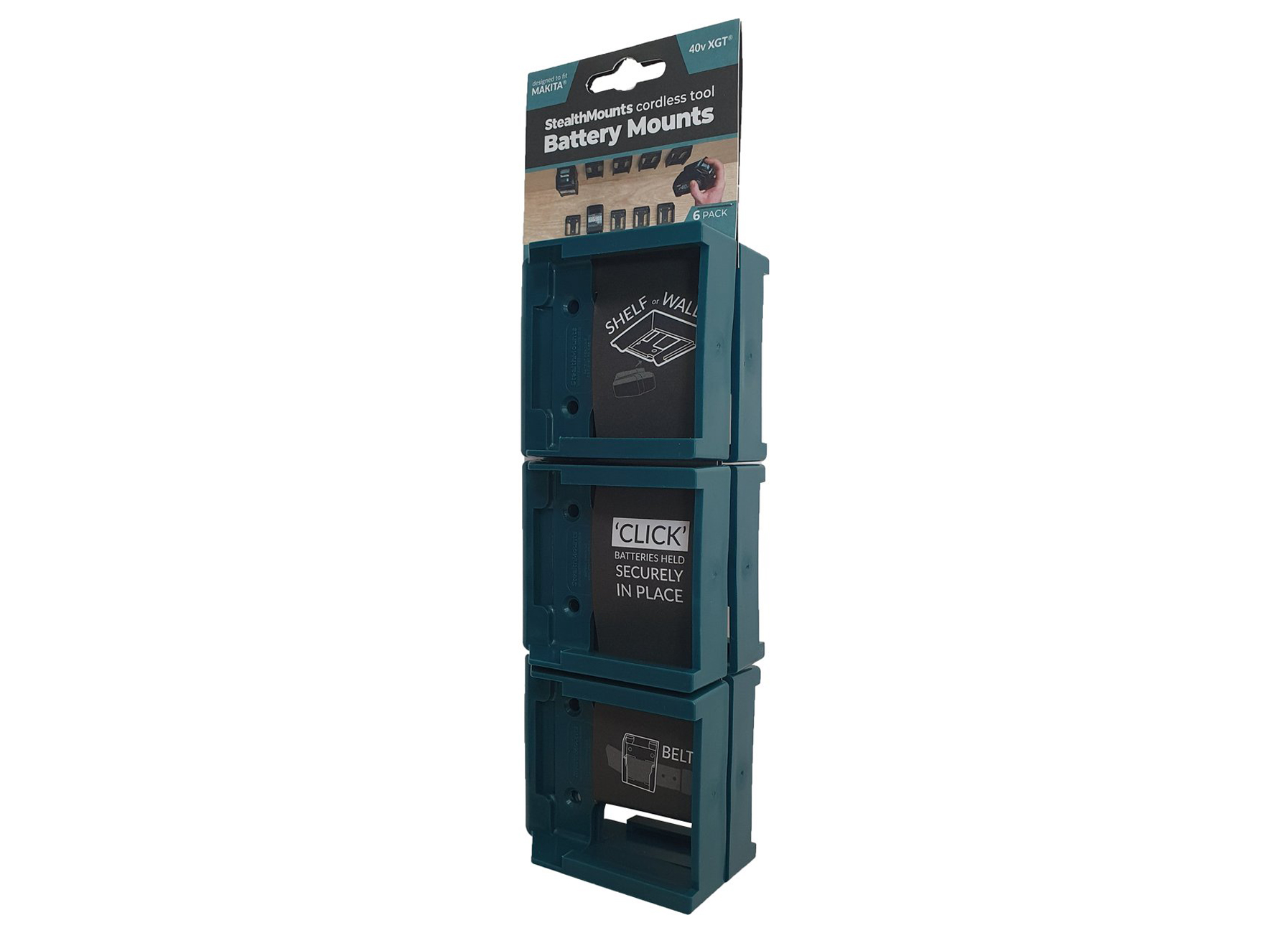STEALTHMOUNTS ACCUHOUDER MAKITA 40V XGT BATTERIJEN BLAUW (6 PACK)