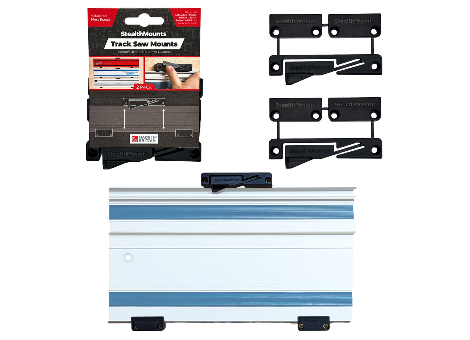 STEALTHMOUNTS GELEIDERAILHOUDER ZWART (2 PACK)