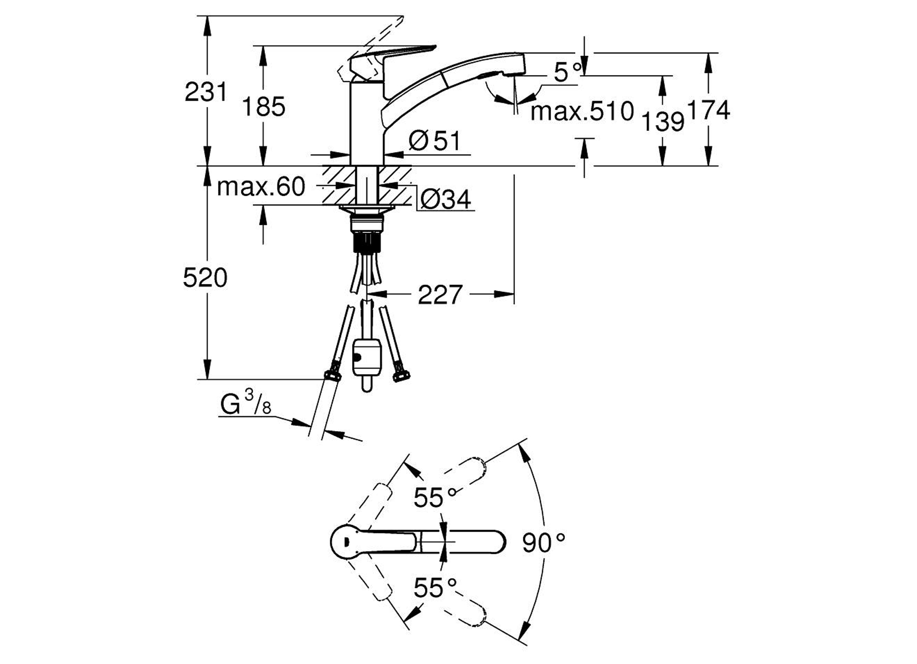GROHE KEUKENKRAAN START CURVE CHROOM