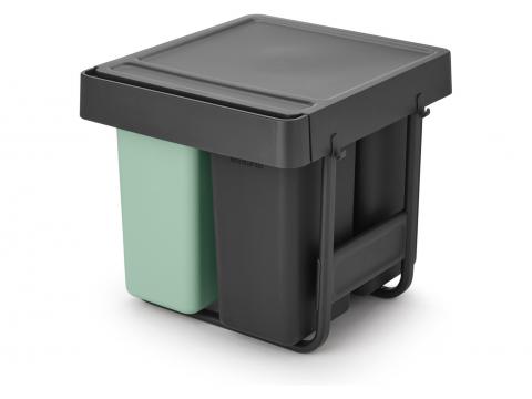 BRABANTIA POUBELLE ENCASTRABLE SORT & GO 10+10+20L GRIS - VERT