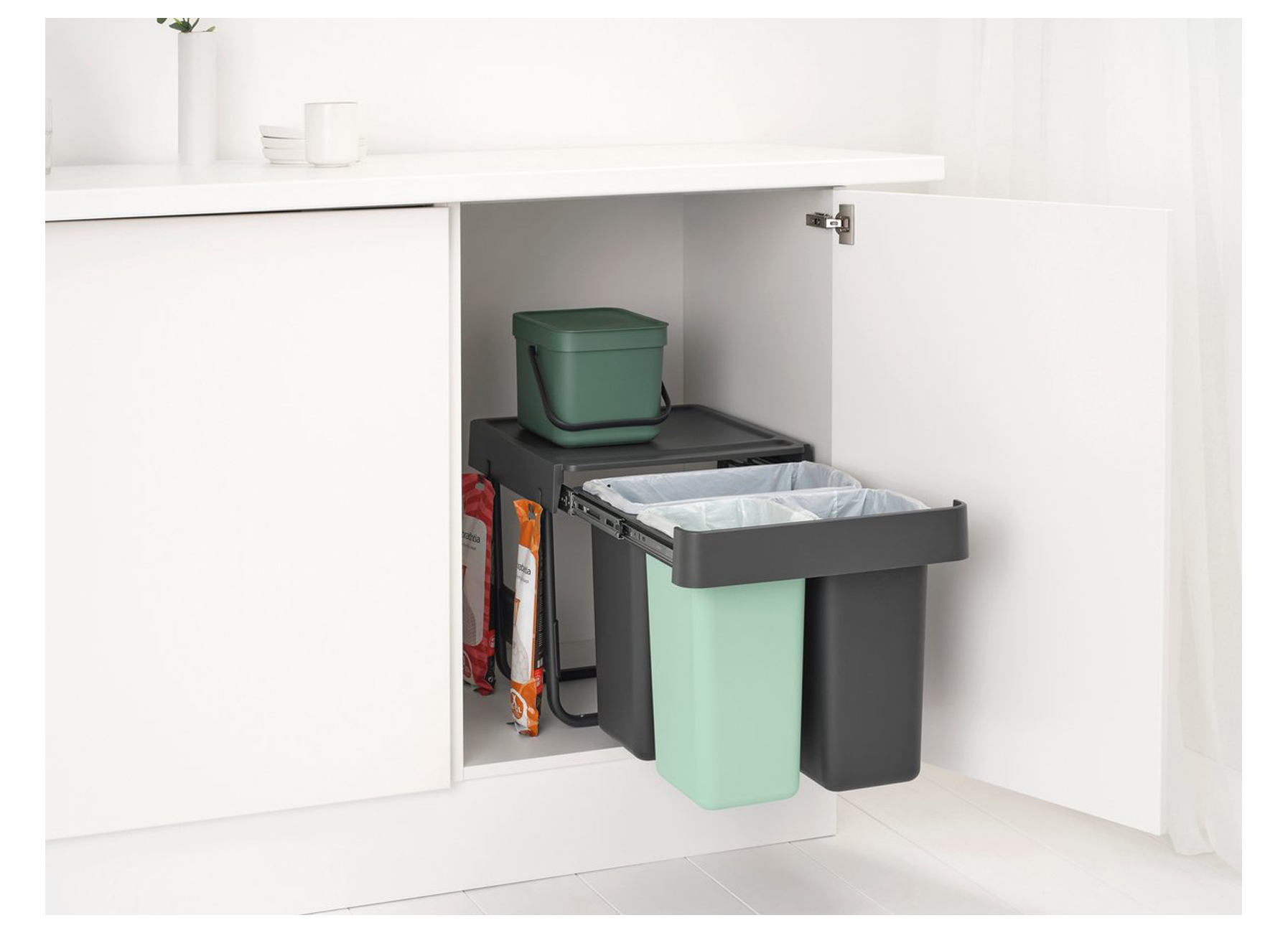 BRABANTIA SORT & GO INBOUW VUILBAK 10+10+20L GREEN & DARK