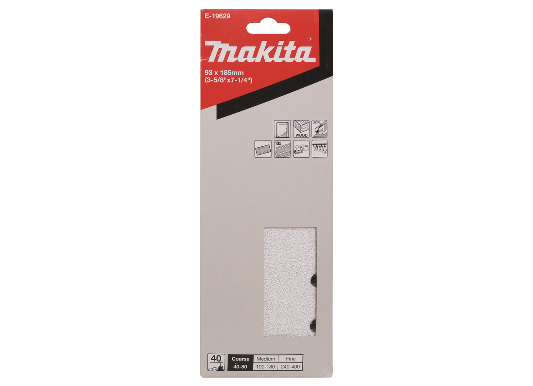 MAKITA FEUILLE DE PONCAGE FSC VELCRO E-19629 K40 93mmx185mm 10PCS