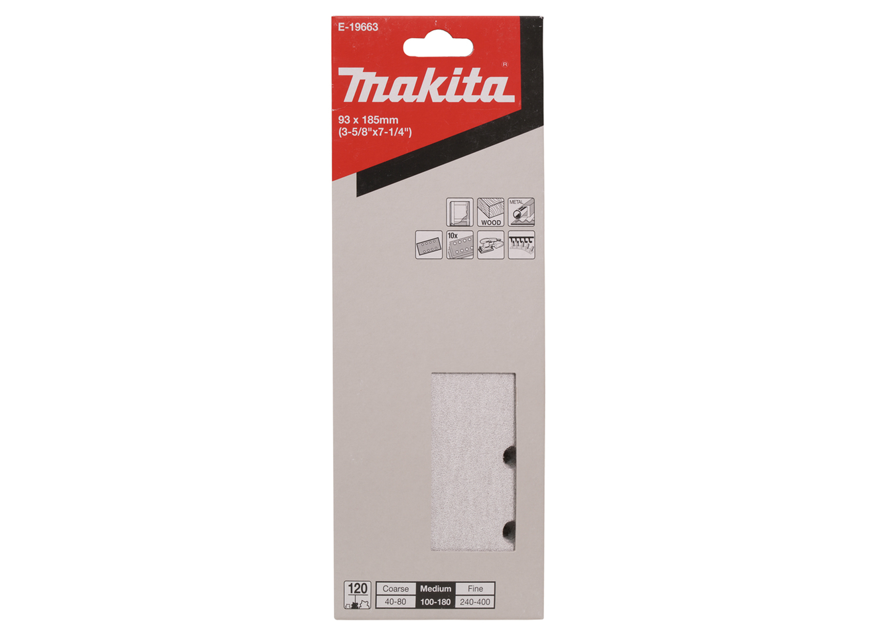 MAKITA FEUILLE ABRASIVE VELCRO 93X185MM E-19663 G120