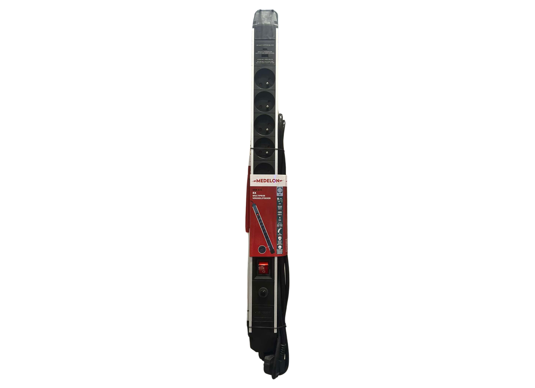 MEERVOUDIGE STOPCONTACT MET SNOER 2M 8X16A USB A/C