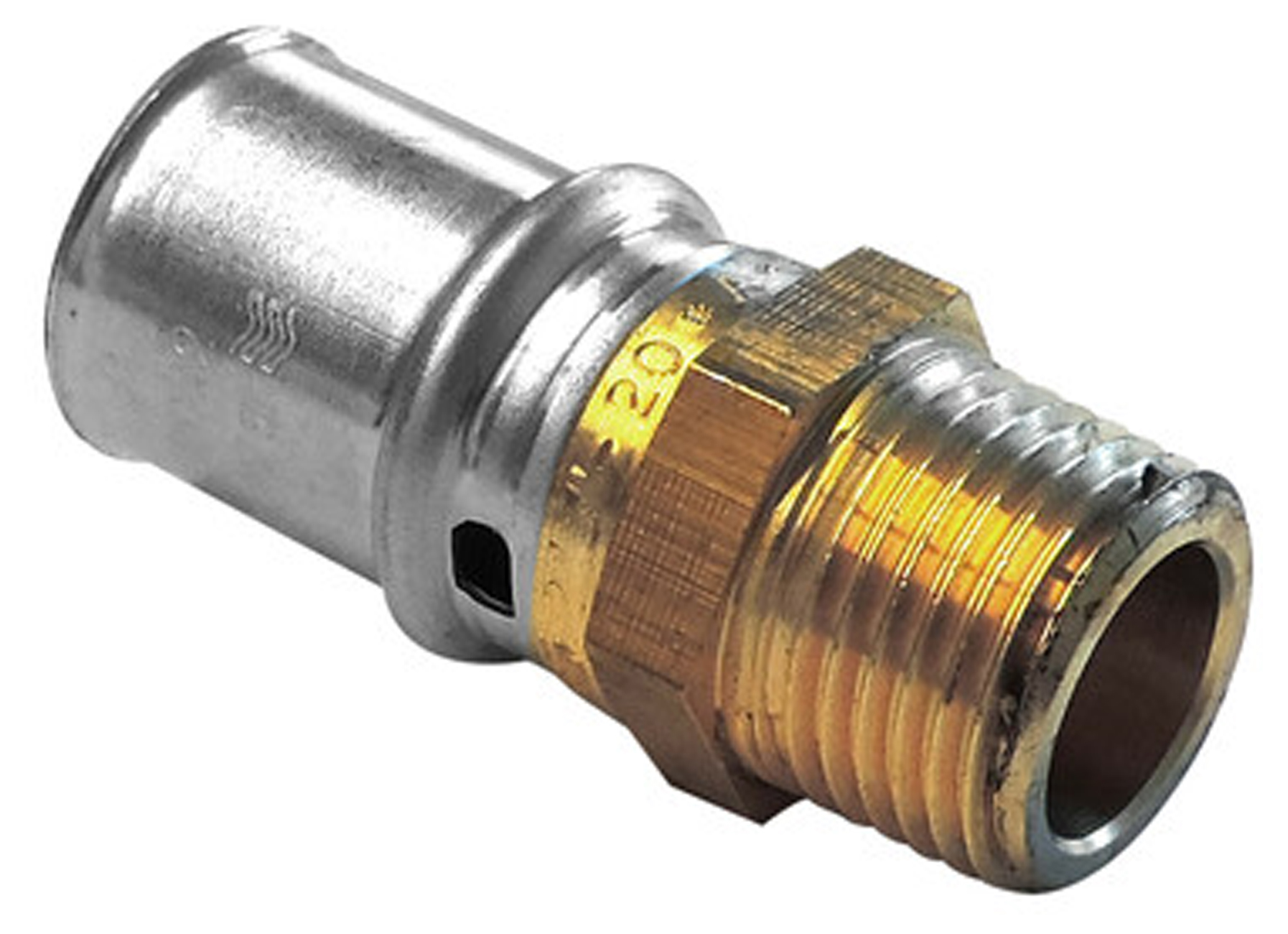 VMGO RECHTE KOPPELING BUITENDRAAD 1/2M X ALU-PERS Ø20/2MM