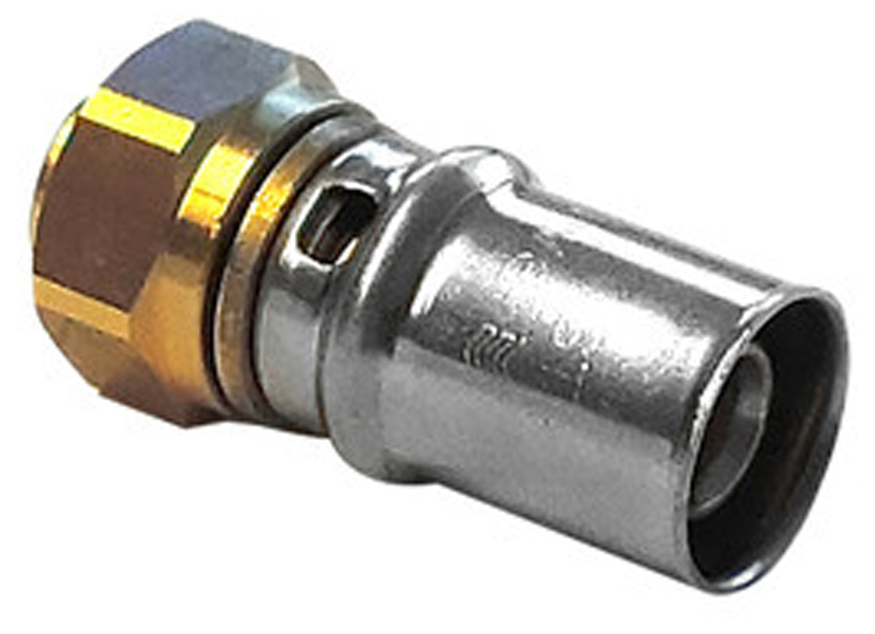 VMGO RECHTE KOPPELING BINNENDRAAD VLOTTENDE MOER 1/2F X ALU-PERS Ø16/2MM