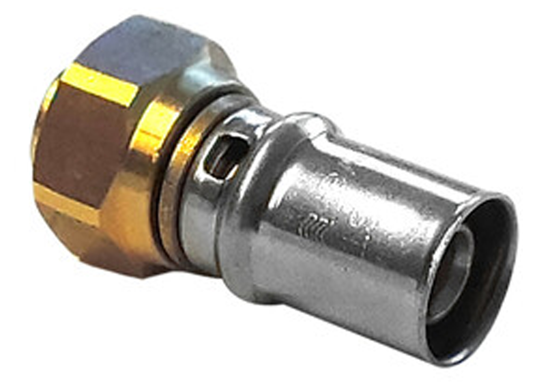 VMGO RECHTE KOPPELING BINNENDRAAD VLOTTENDE MOER 3/4F X ALU-PERS Ø20/2MM
