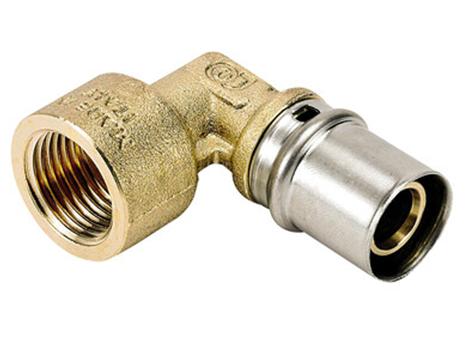 VMGO KOPPELING HAAKS 90° BINNENDRAAD 3/4F X ALU-PERS Ø20/2MM