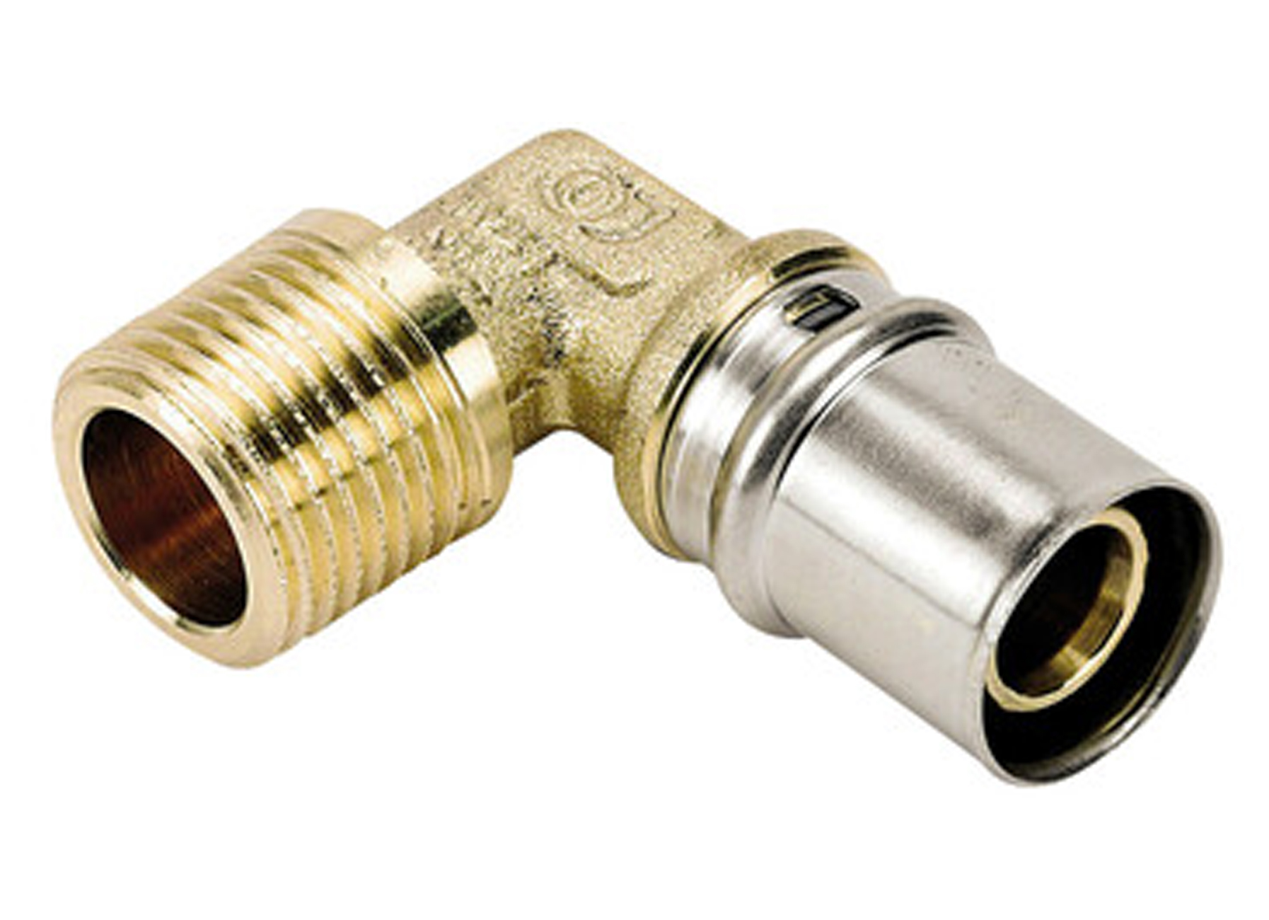VMGO KOPPELING HAAKS 90° BUITENDRAAD 1/2M X ALU-PERS Ø16/2MM