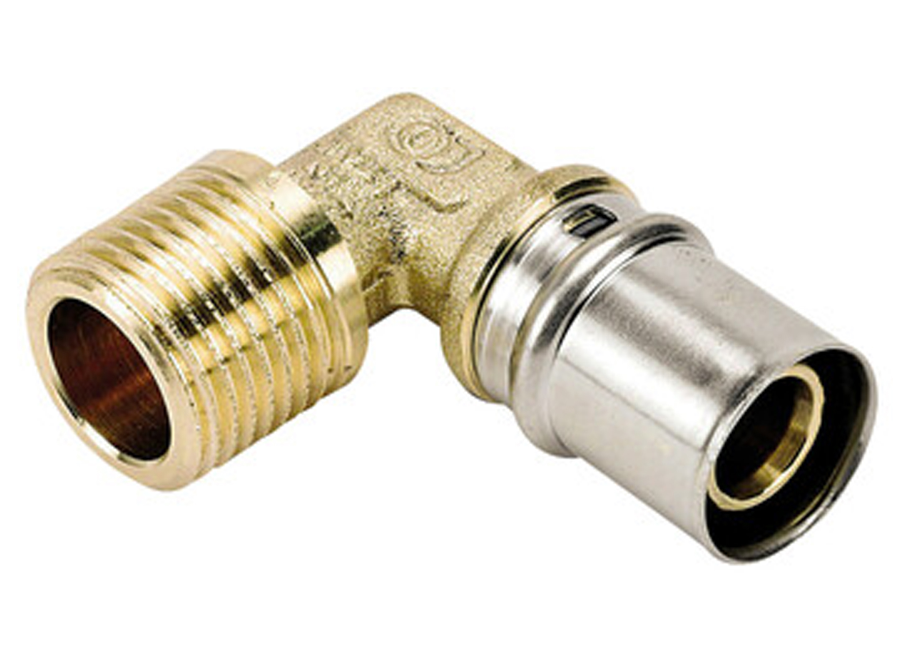 VMGO KOPPELING HAAKS 90° BUITENDRAAD 3/4M X ALU-PERS Ø20/2MM