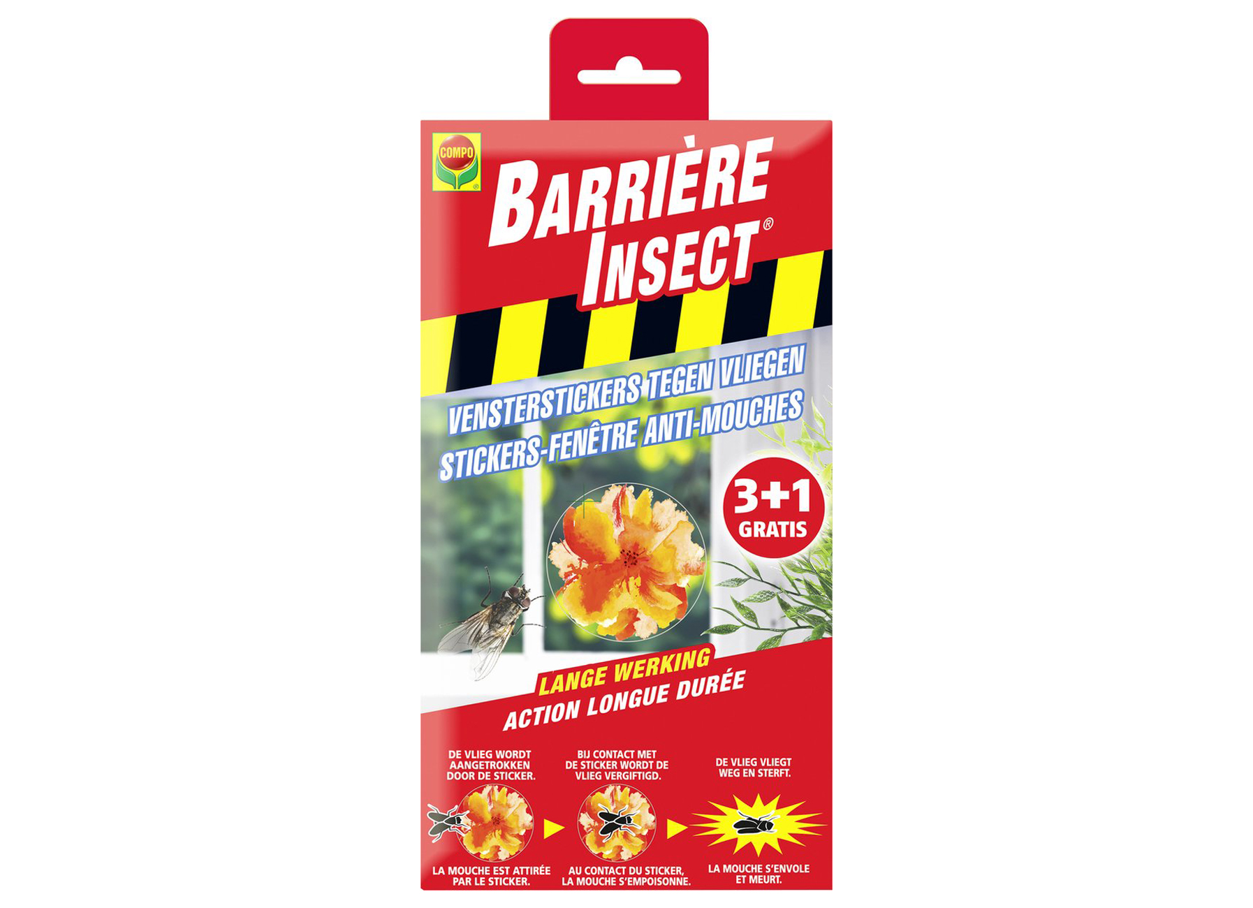 COMPO BARRIERE INSECT STICKERS FENETRE ANTI-MOUCHES 4 PCS