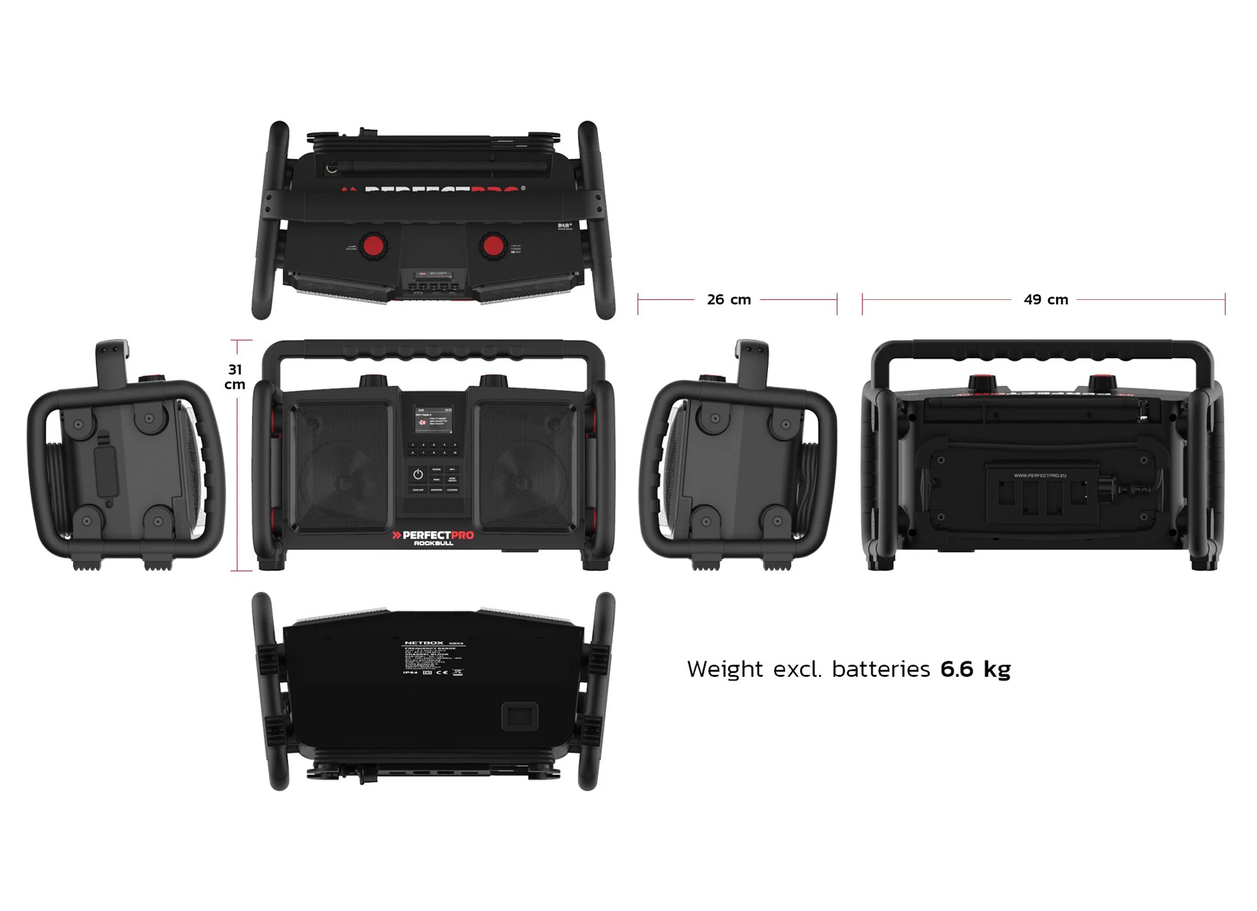 PERFECTPRO ROCKBULL DAB+ FM BLUETHOOTH USB IP65