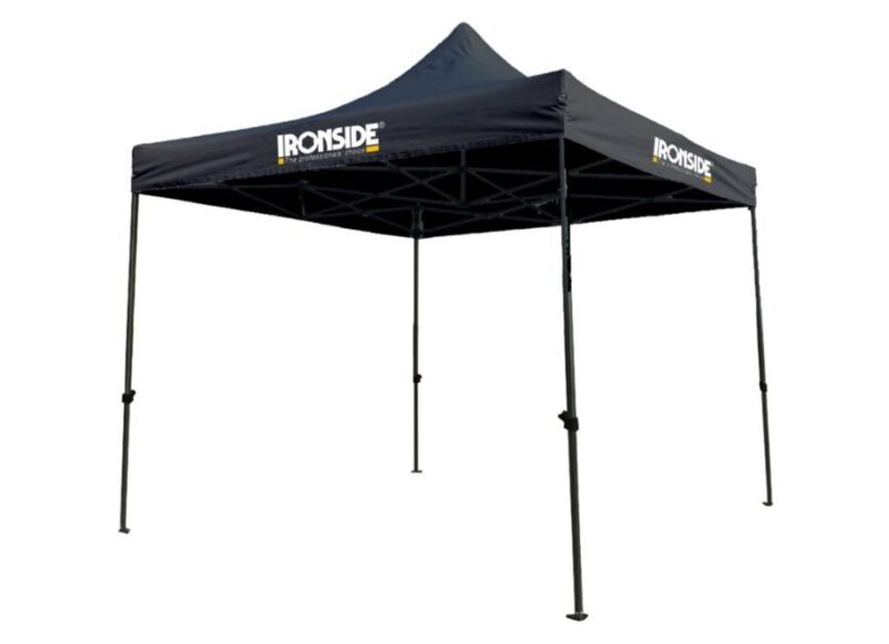 IRONSIDE TENTE DE CHANTIER OUVERT NOIR 3X3M STRUCTURE ACIER + LOGO