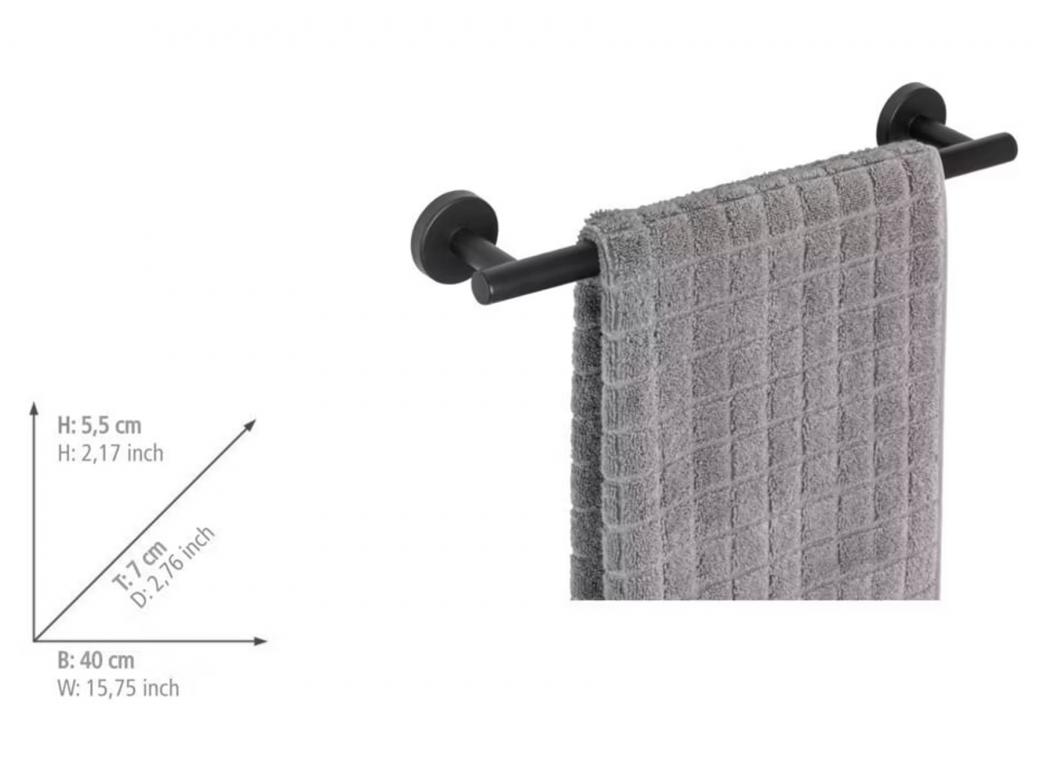 WENKO BOSIO PORTE-SERVIETTE 40CM INOX NOIR MAT
