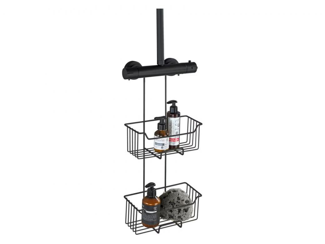 WENKO PANIER DE DOUCHE MILO 2-NIVEAUX INOX NOIR MAT