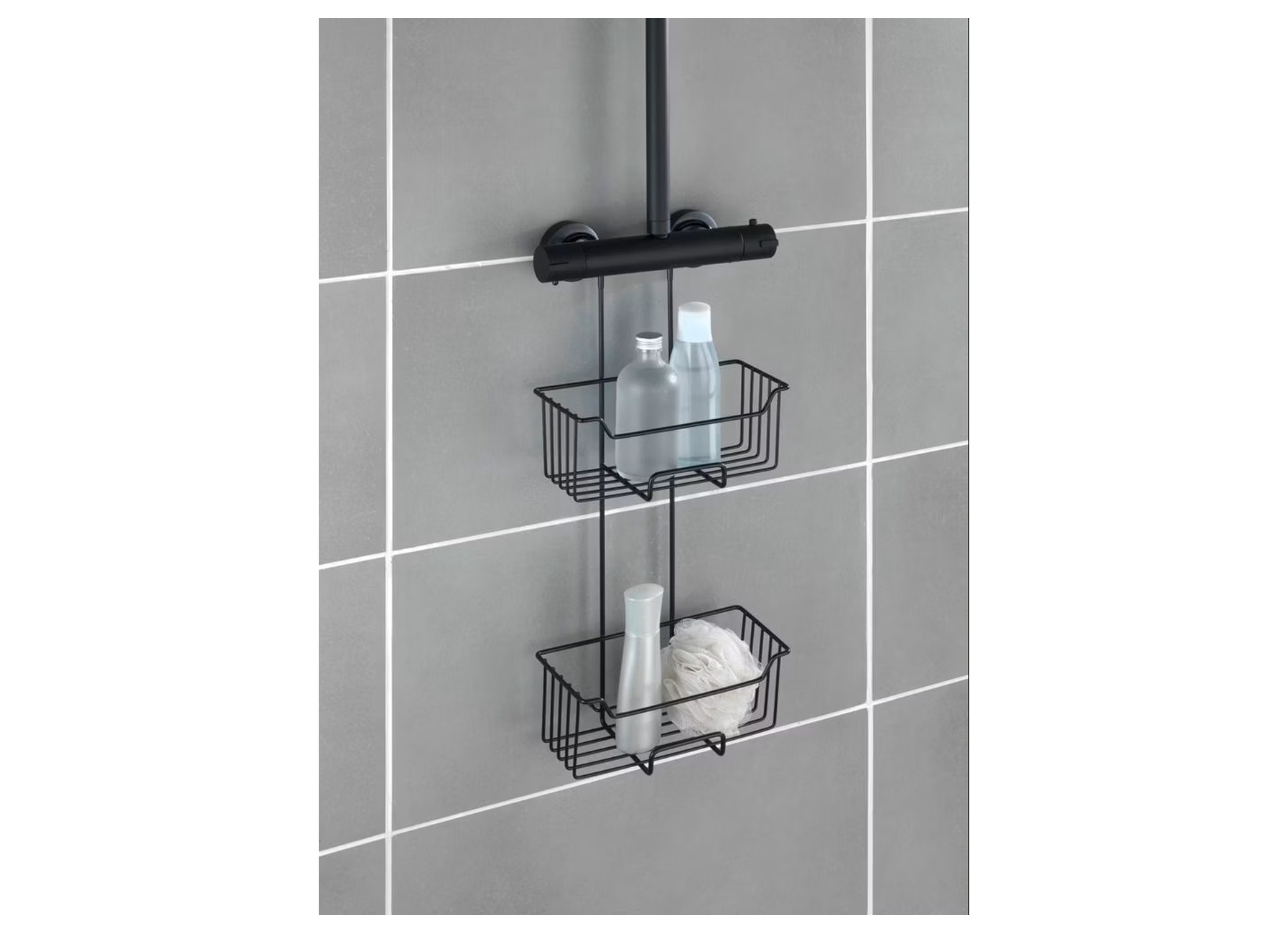 WENKO PANIER DE DOUCHE MILO 2-NIVEAUX INOX NOIR MAT